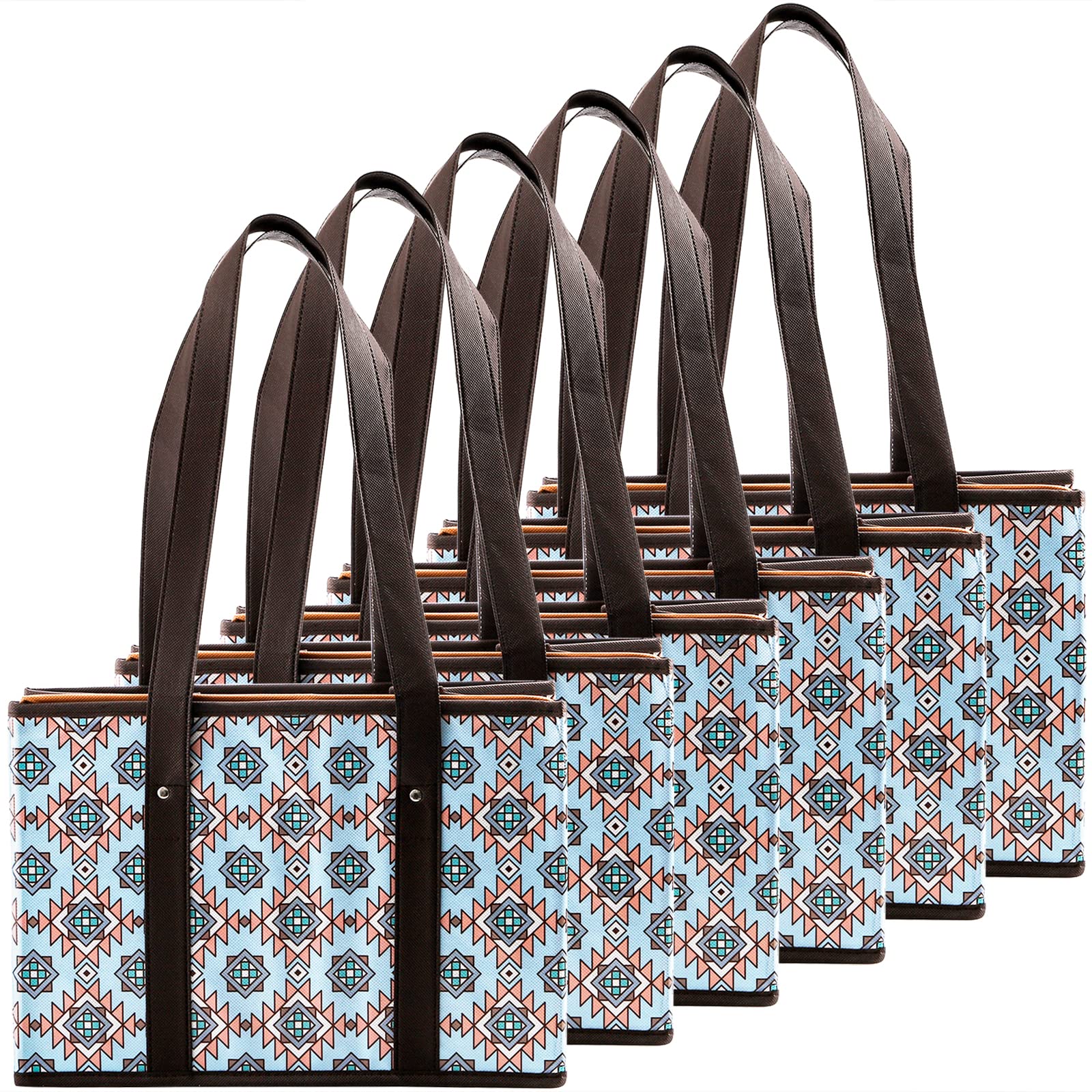 Foraineam 6 Pack Reusable Grocery Shopping Box Bags, Durable Heavy Duty Grocery Totes Bag With Reinforced Bottom, Collapsible St