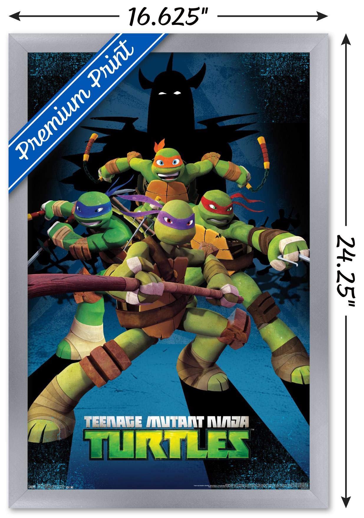 Trends International Nickelodeon Teenage Mutant Ninja Turtles - Assemble Wall Poster, 14.725'' X 22.375'', Silver Framed Version
