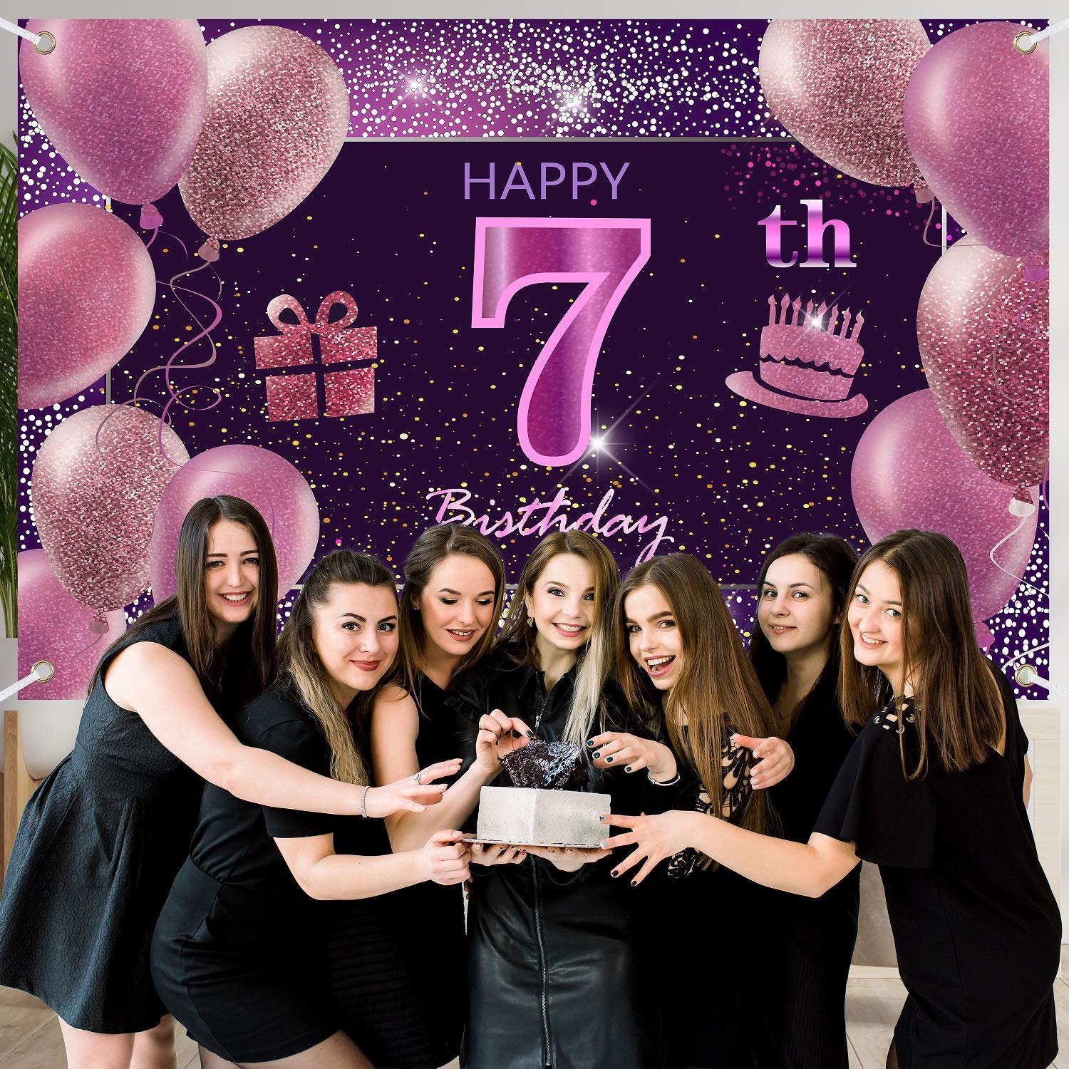 7Th Birthday Decorations For Girls Imisi Happy Birthday Banner Pink Decorations For A Party Birthday Backdrop For Women