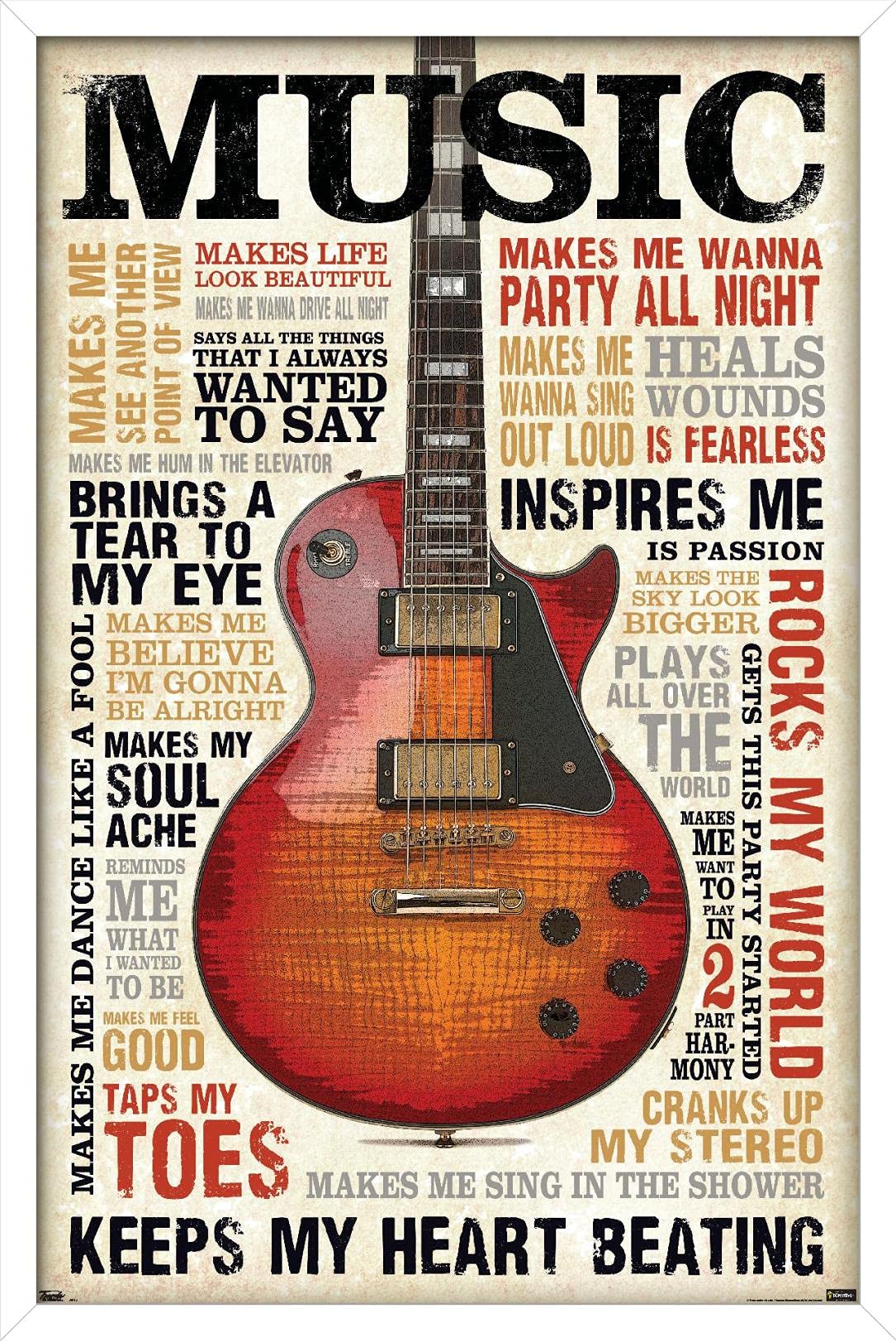 Trends International Music Inspires Me Wall Poster, 22.375'' X 34'', White Framed Version