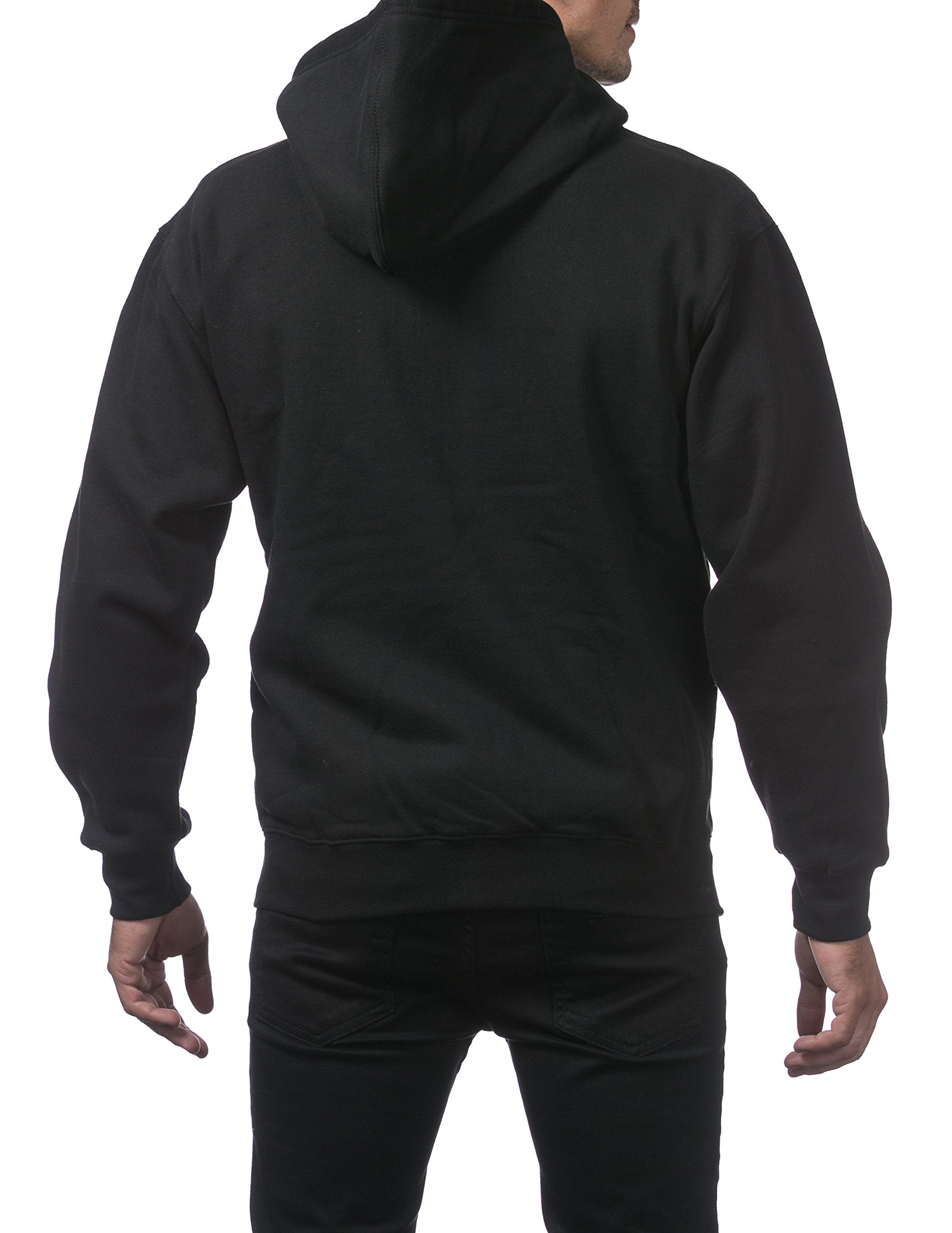 Pro Club Mens Heavyweight Full Zip Fleece Hoodie, Black, Large