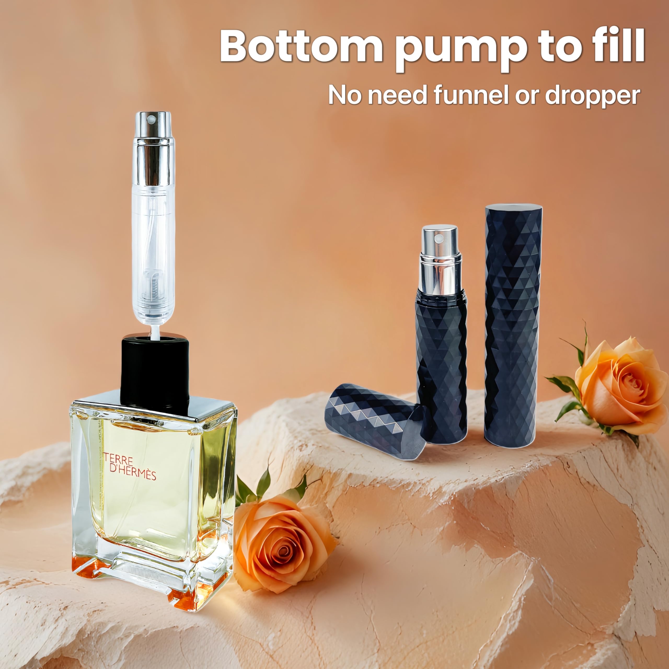 Deluxe Travel Cologne Sprayer 5Ml, Bottom-Filling (2 Pcs) Leak Proof,Cologne Atomizer For Men, Cologne Perfume Travel Bottle Ref