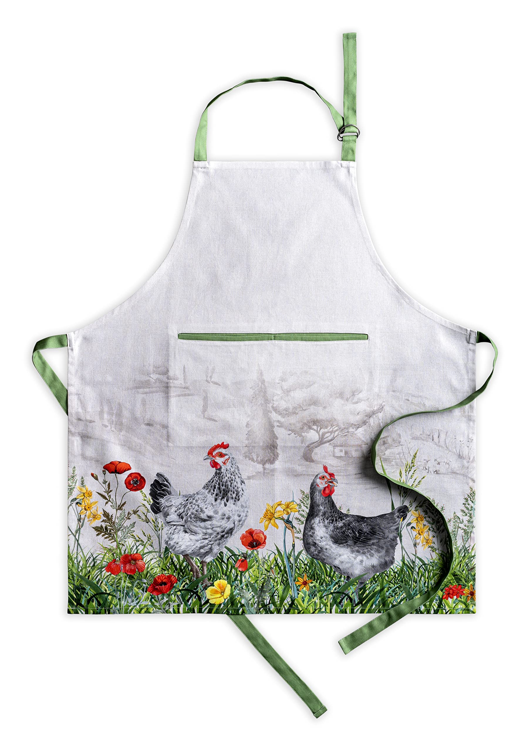 Maison D ' Hermine Apron 100% Cotton 27.50 Inch X 31.50 Inch 1 Piece Adjustable Neck Strap Cloth Apron With Center Pocket & Long