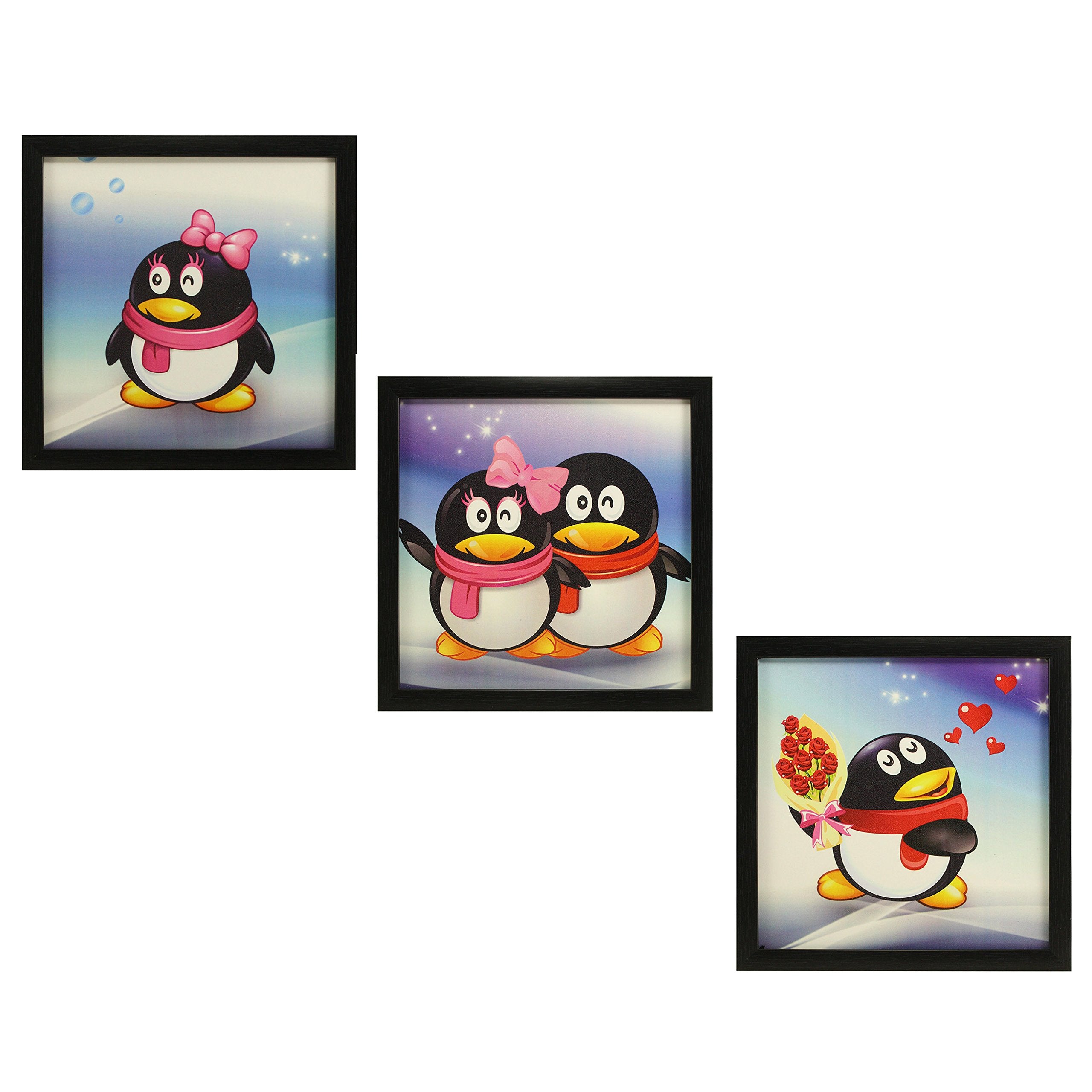 Indianara 3 Piece Set of Framed Wall Hanging Kids Room Decor (1031) Art Prints 8.7 INCH X 8.7 INCH Without Glass