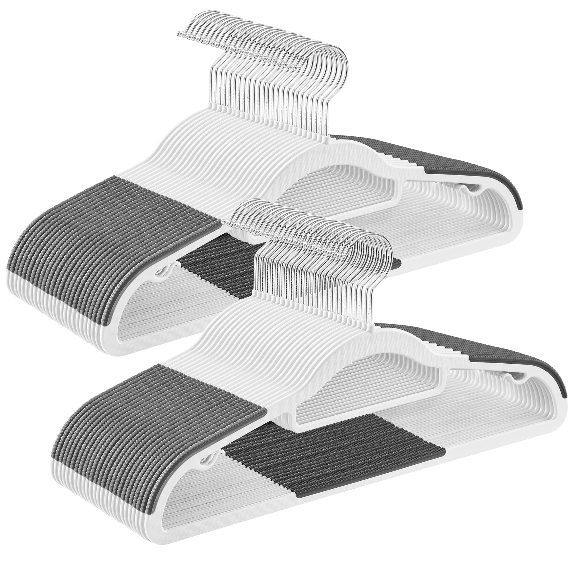 Songmics Pack Of 50 Coat Hangers, Heavy-Duty Plastic Hangers, Non-Slip, Space-Saving Clothes Hangers, 0.2 Inches Slim, 16.5 Inch