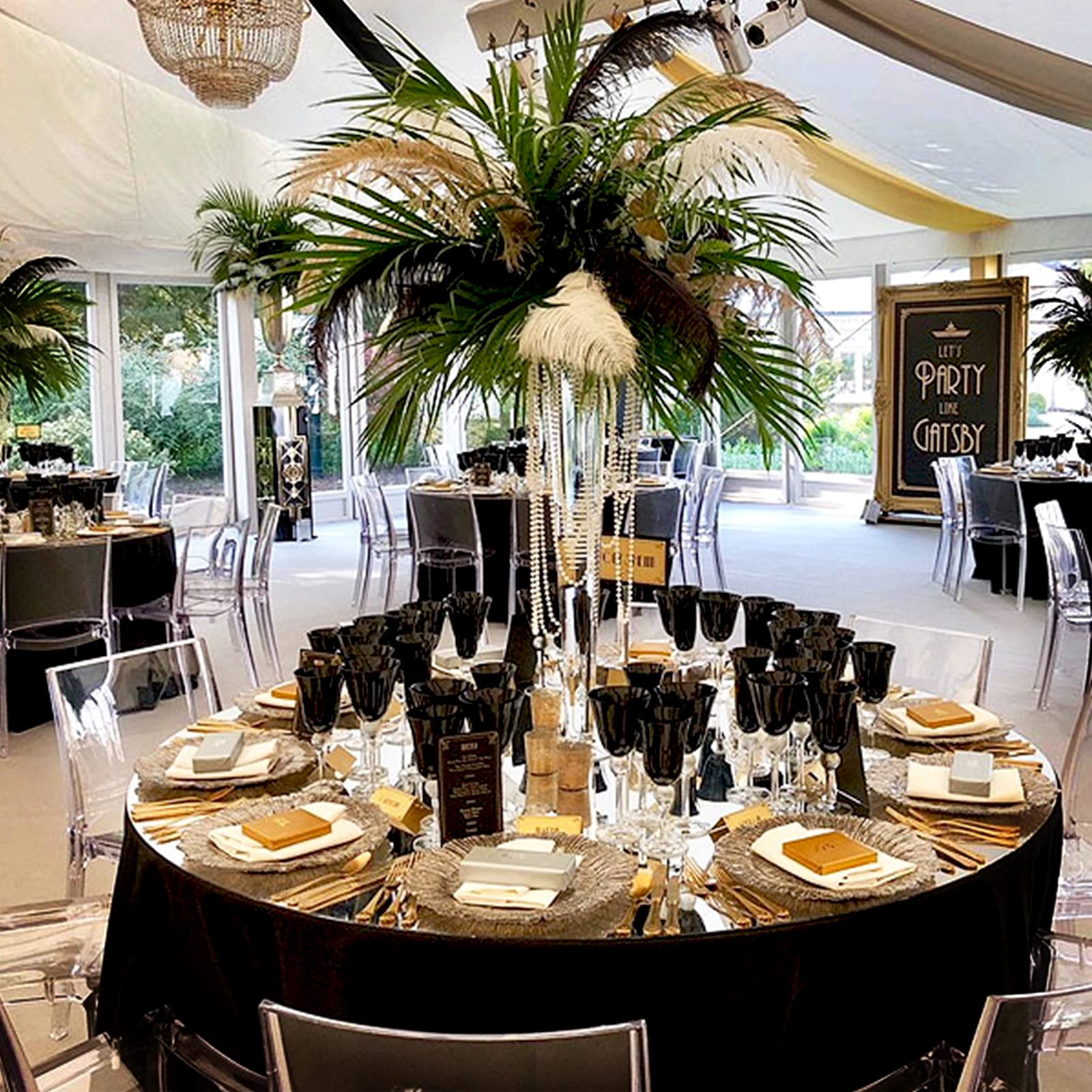LALAPORT 10 Pack 108 Inch Round Black Premium Polyester Tablecloth for Wedding/Party/ Events/ Banquet/ Buffet (Black  108 Inch Round)