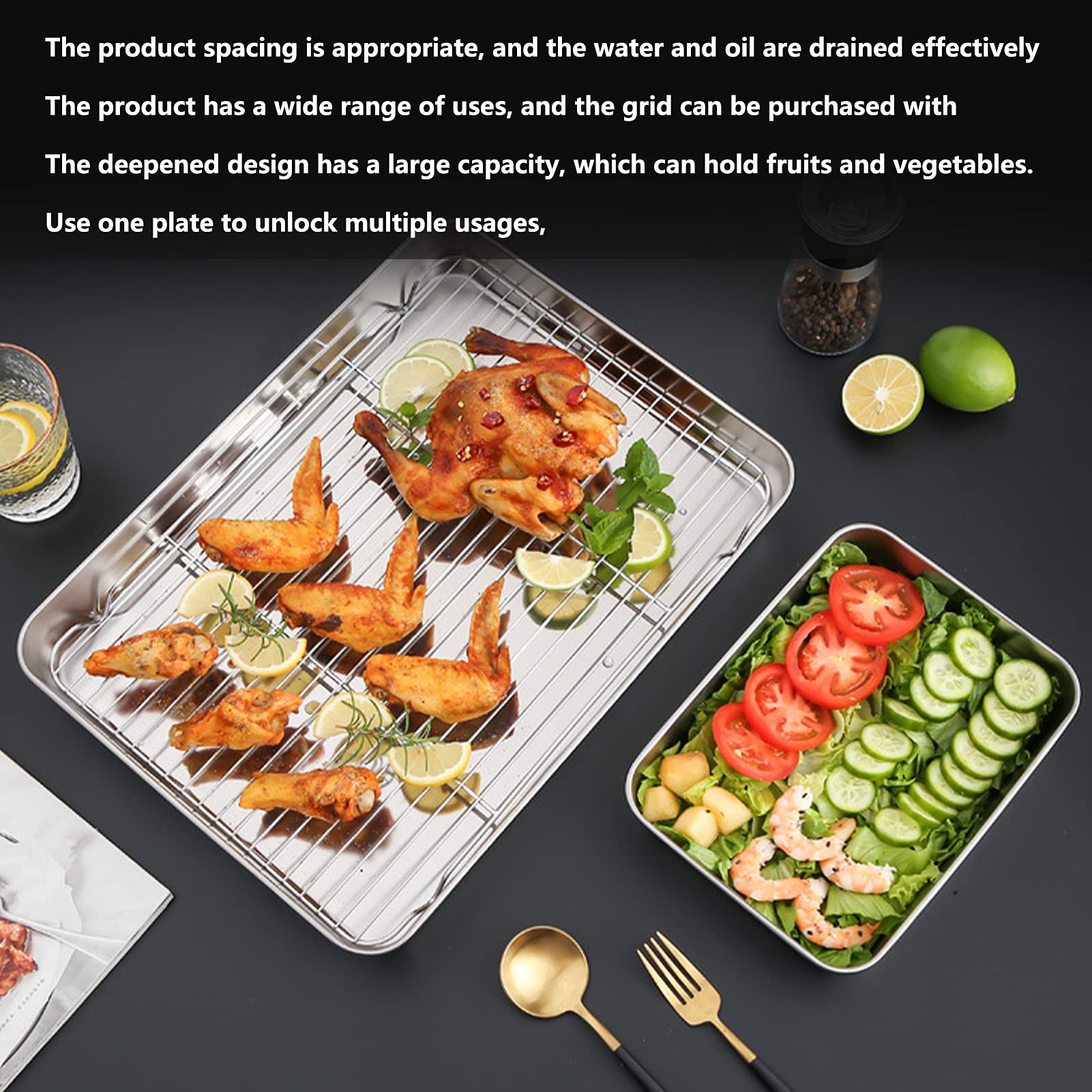 Roasting Pan With Rack, Stainless Steel Turkey Roasting Pan, Non Stick Roasting Pan And Rack Set, Easy Clean Rectangular Deep Di
