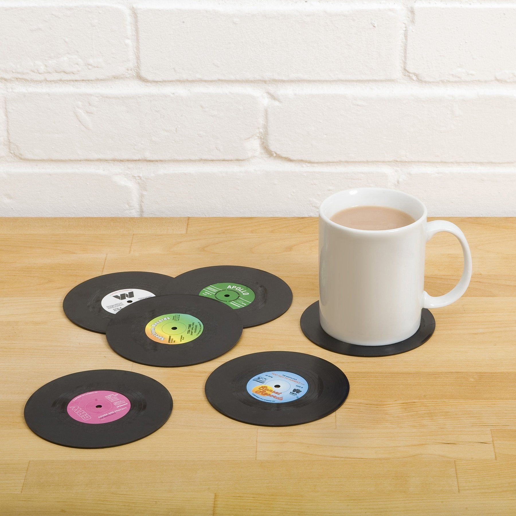 Gift Republic Retro Vinyl Coasters, Cool Drinks Coasters, Great Housewarming Gift, Music Lovers Gift Idea