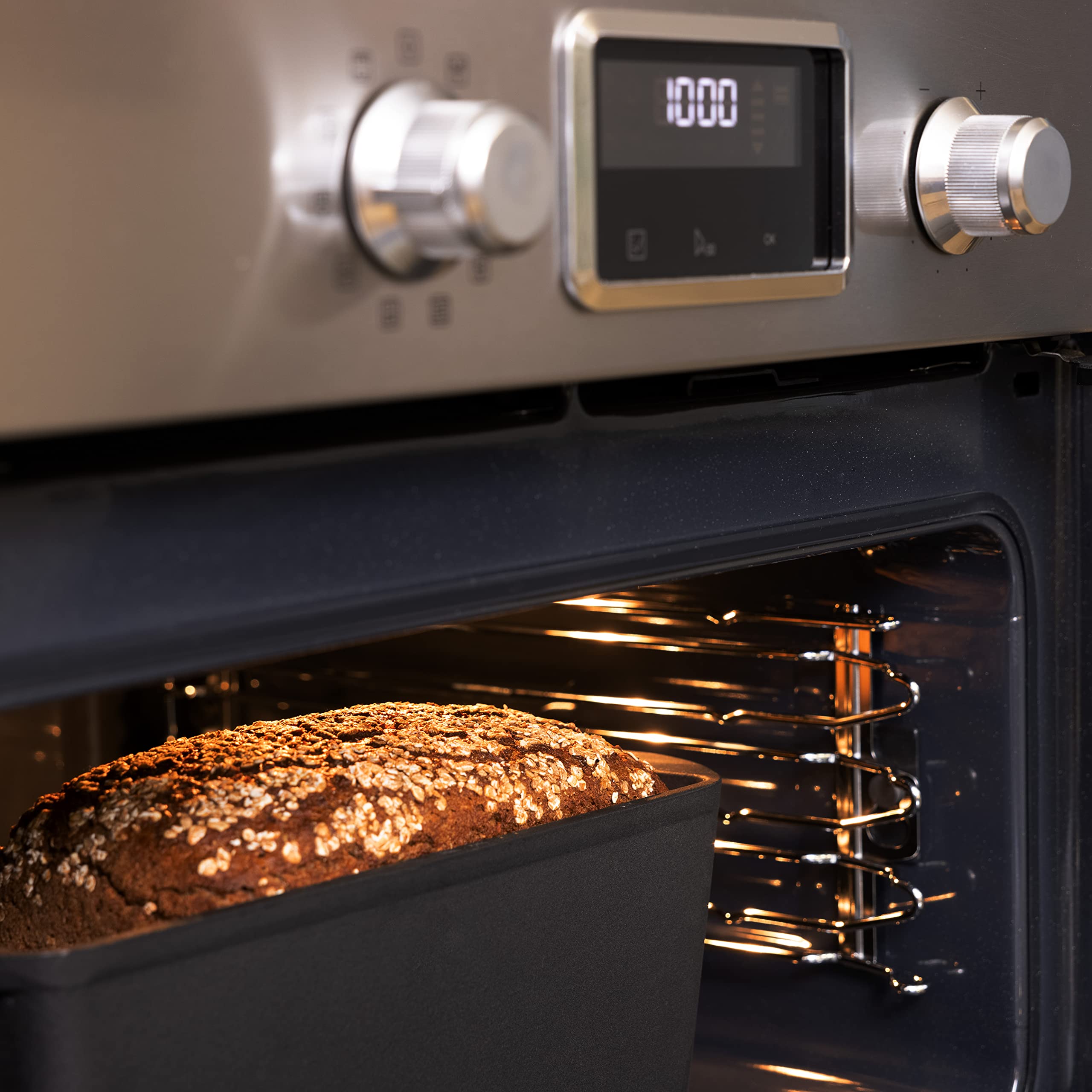 Navaris Cast Iron Bread Loaf Pan with Lid, 13x5 inches, Black - Durable Bakeware for Perfect Loaves