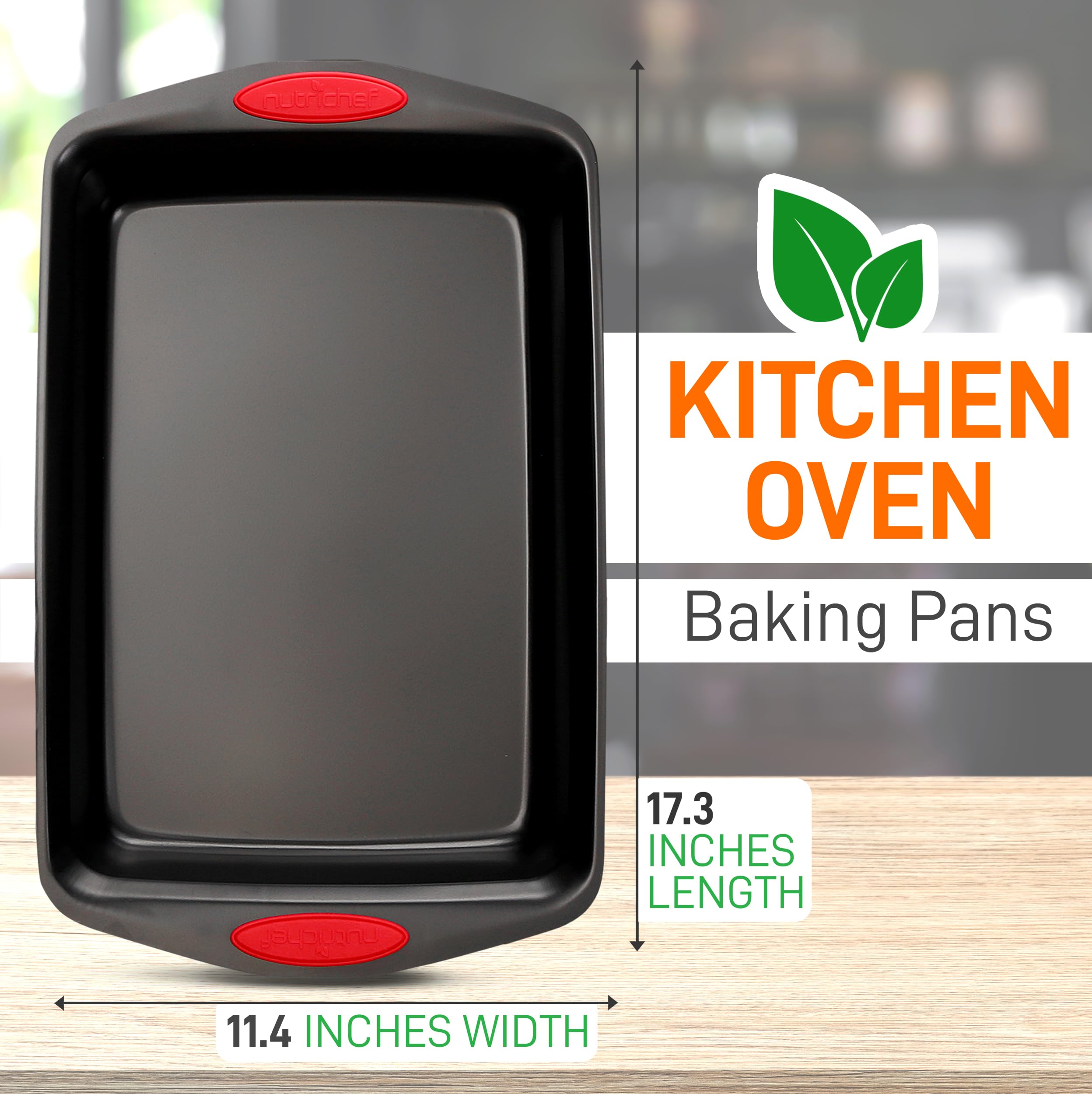 Nutrichef 2-Piece Baking Pan Set - Pfoa, Pfos, Ptfe Free Flexible Nonstick Black Coating Carbon Steel Bakeware - Professional Ho