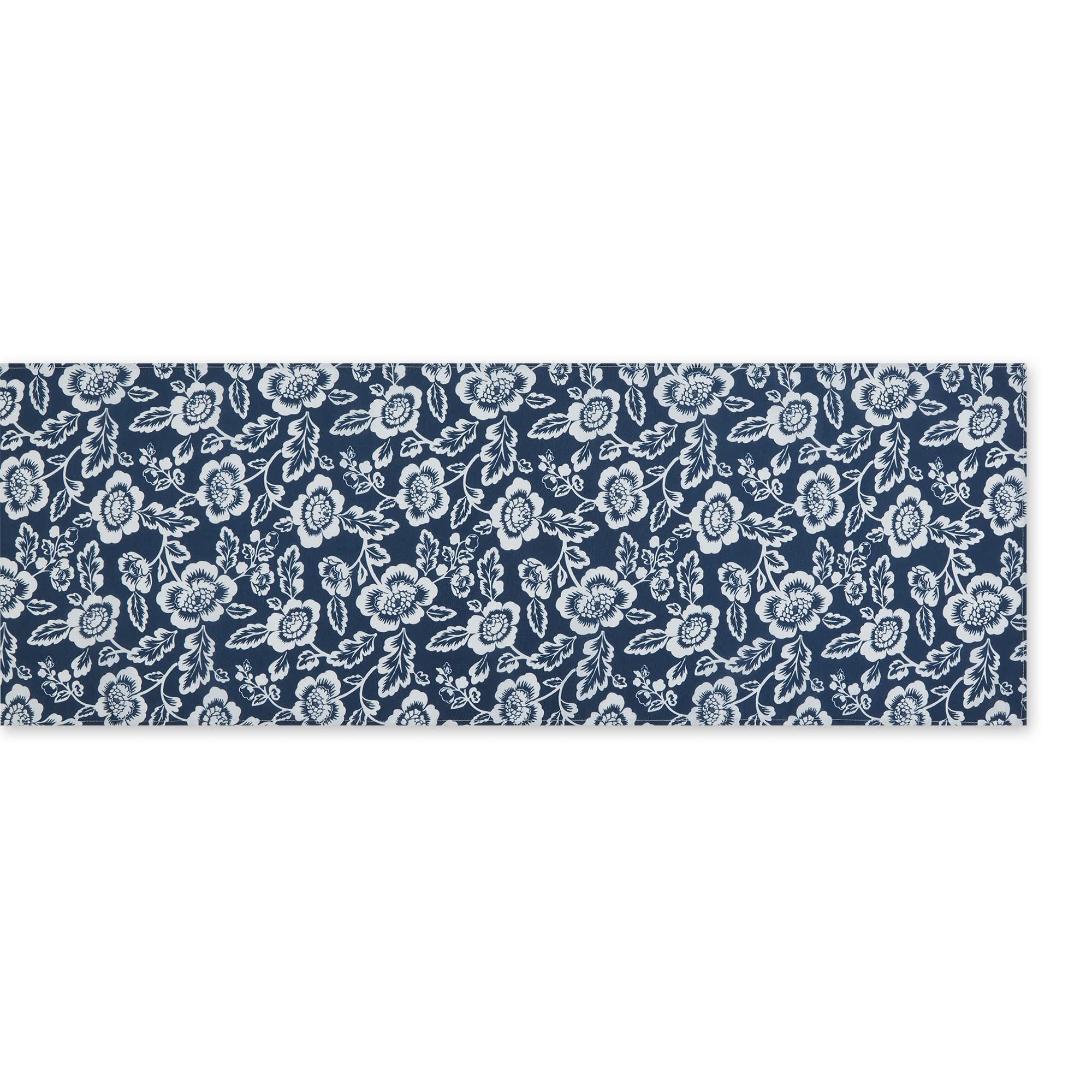 NAUTICAL BLUE  FLORAL PRINT OUTDOOR TABLE RUNNER 14x72