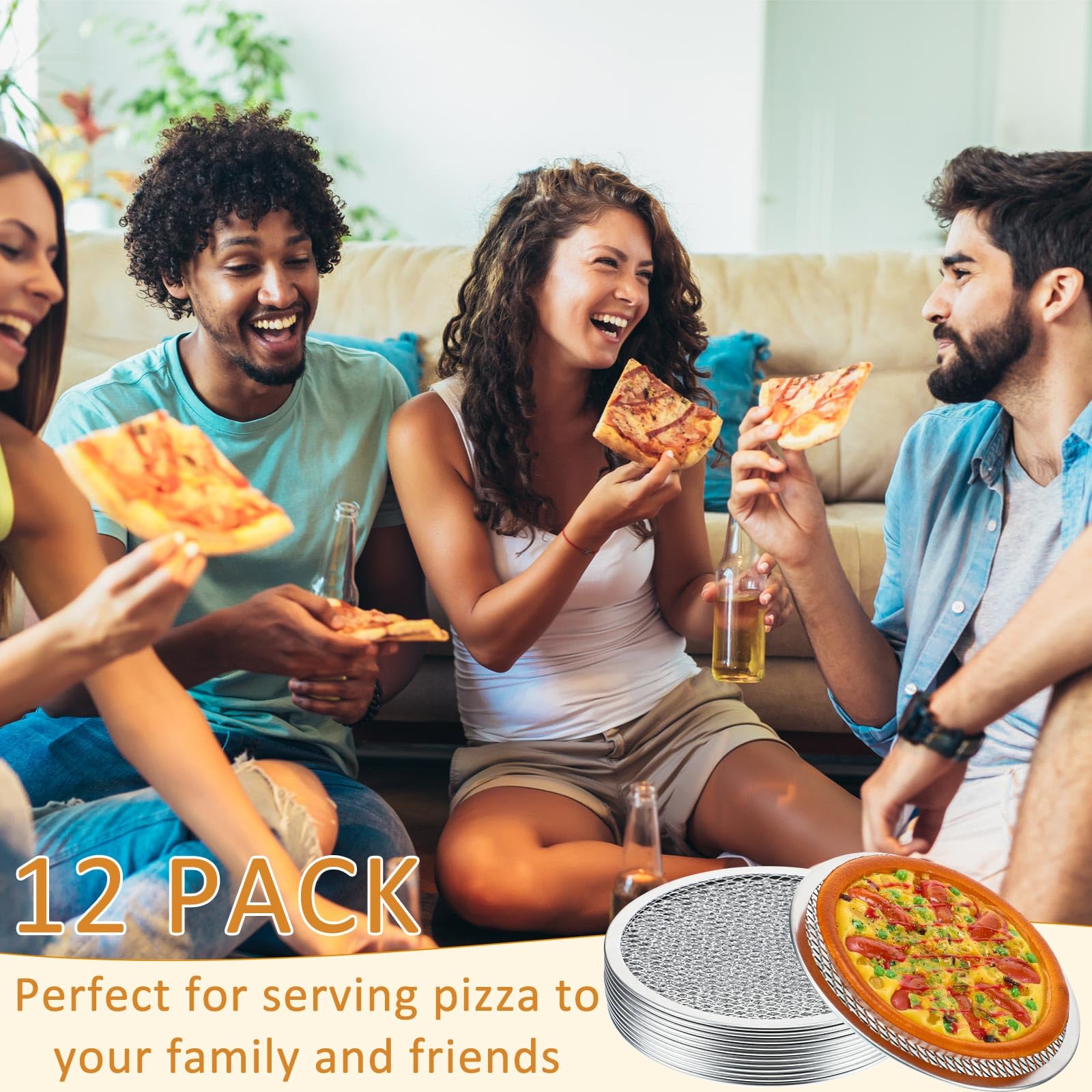 Dandat Set Of 12 Pizza Screen 8 Inch Aluminum Round Pizza Pans With Holes Bulk Seamless Pizza Trays For Oven Nonstick Pizza Baki