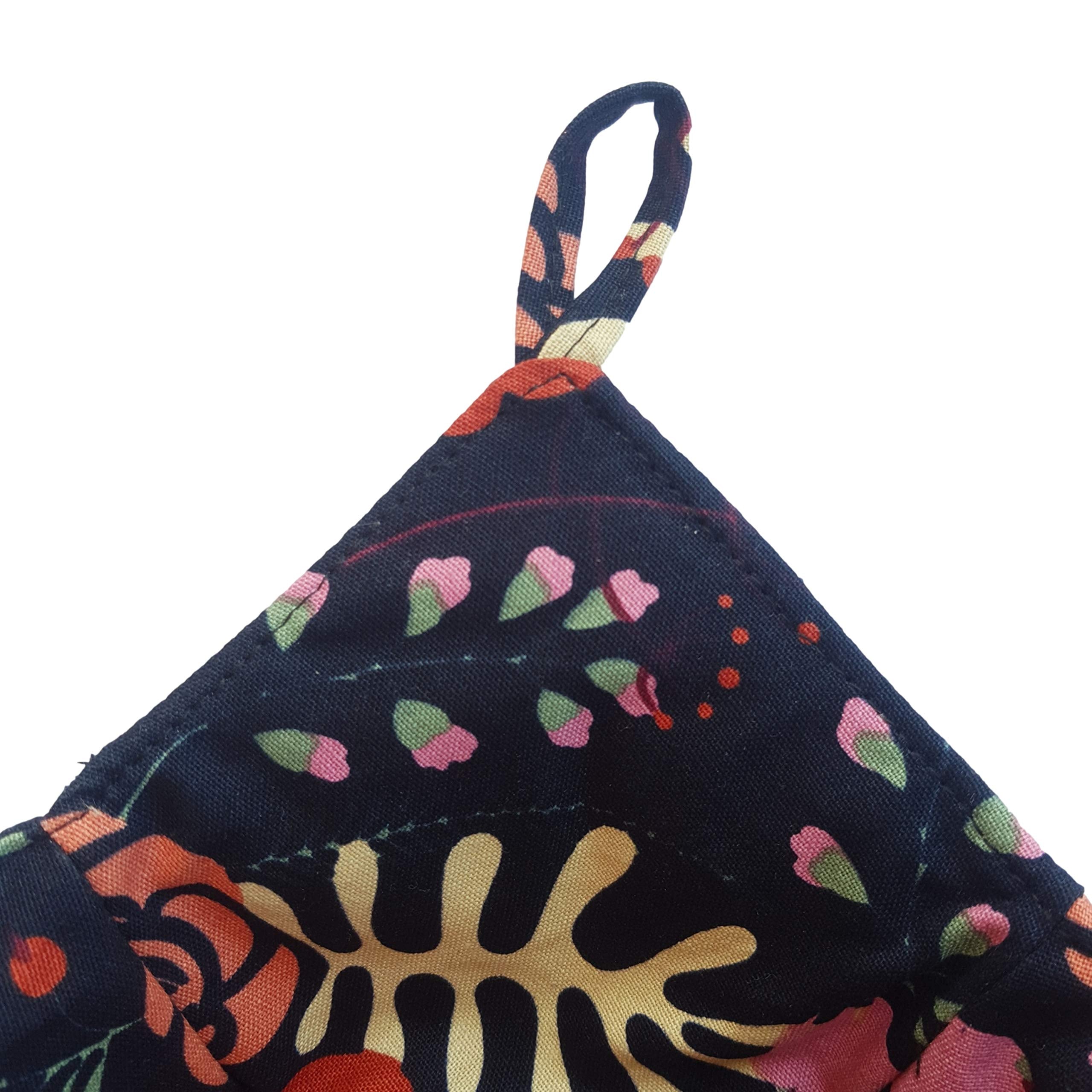 Cushystore Bowl Cozy Pot Holder Canvas Holders Heat And Cold Resistant Anti-Scalding Protector (Navy Exotic Flower)