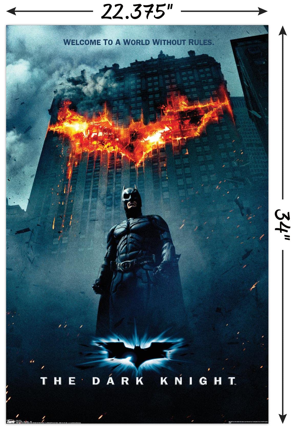 Trends International Dc Comics - The Dark Knight - Batman Logo On Fire One Sheet Wall Poster, 22.375'' X 34'', Unframed Version