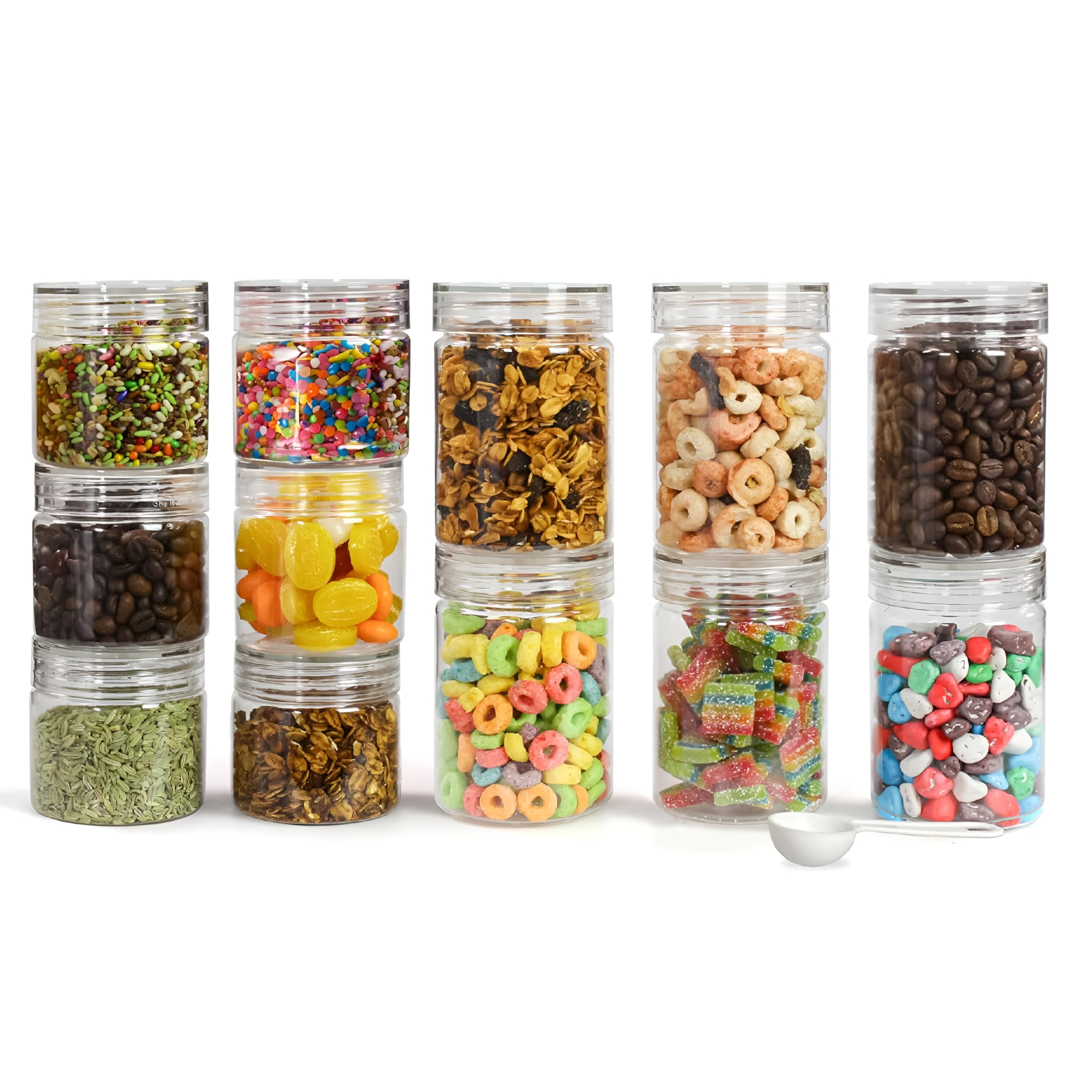 Homeor Plastic Storage Jar & Containers With Spoon, Airtight & Bpa Free Containers For Kitchen, Grocery Kitchen Container, Multi