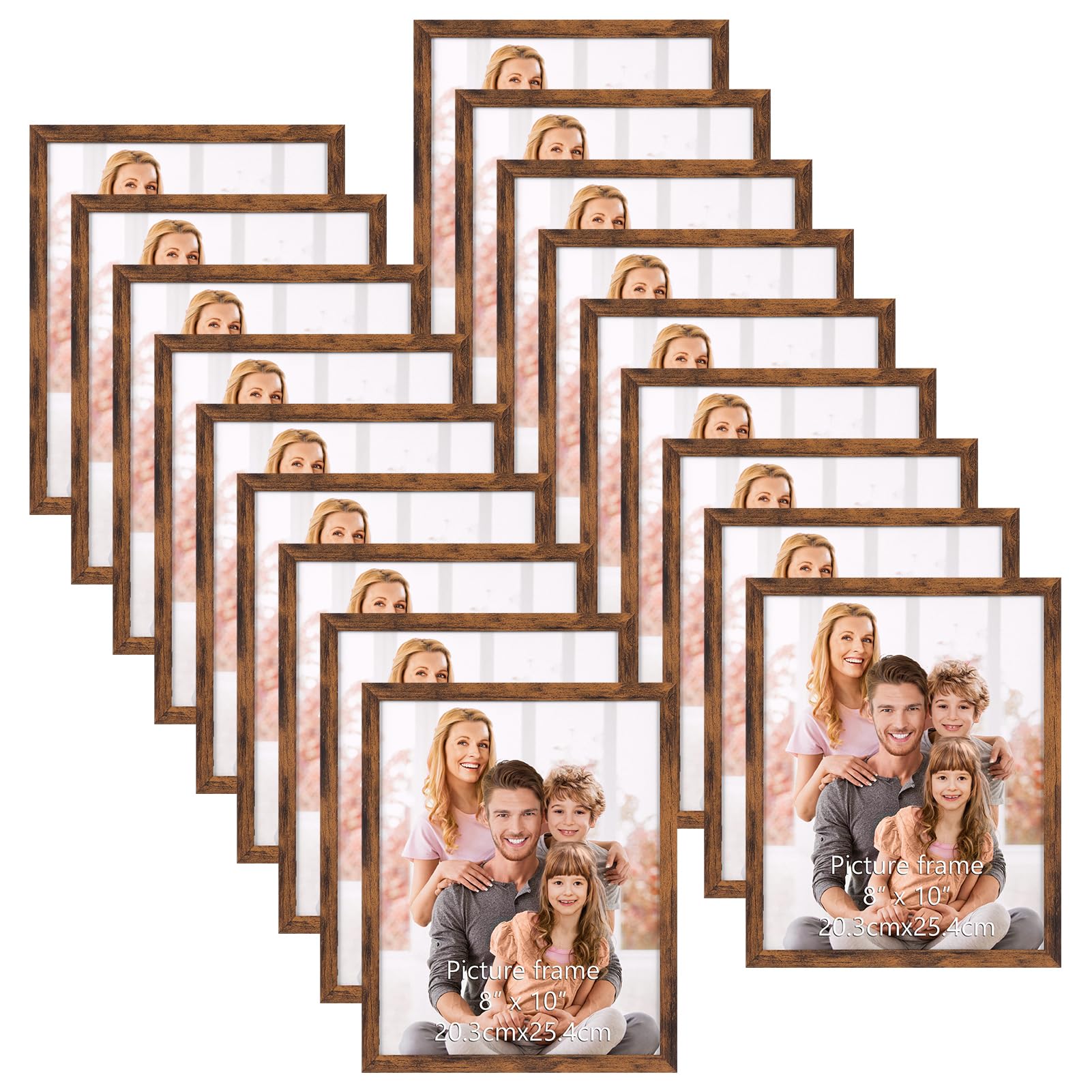 WIFTREY Multi 8x10 Picture Frames 18 Pack, Rustic Brown 8 by 10 Photo Frame Bulk for Wall Hanging, Tabletop Display