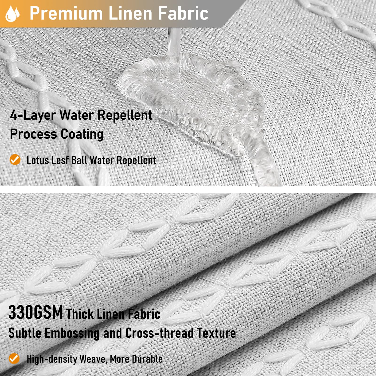 Bttn Gray Boho Farmhouse Shower Curtain, Linen Rustic Weighted Striped Fabric Shower Curtain Set With Tassel, Water Repellent, B