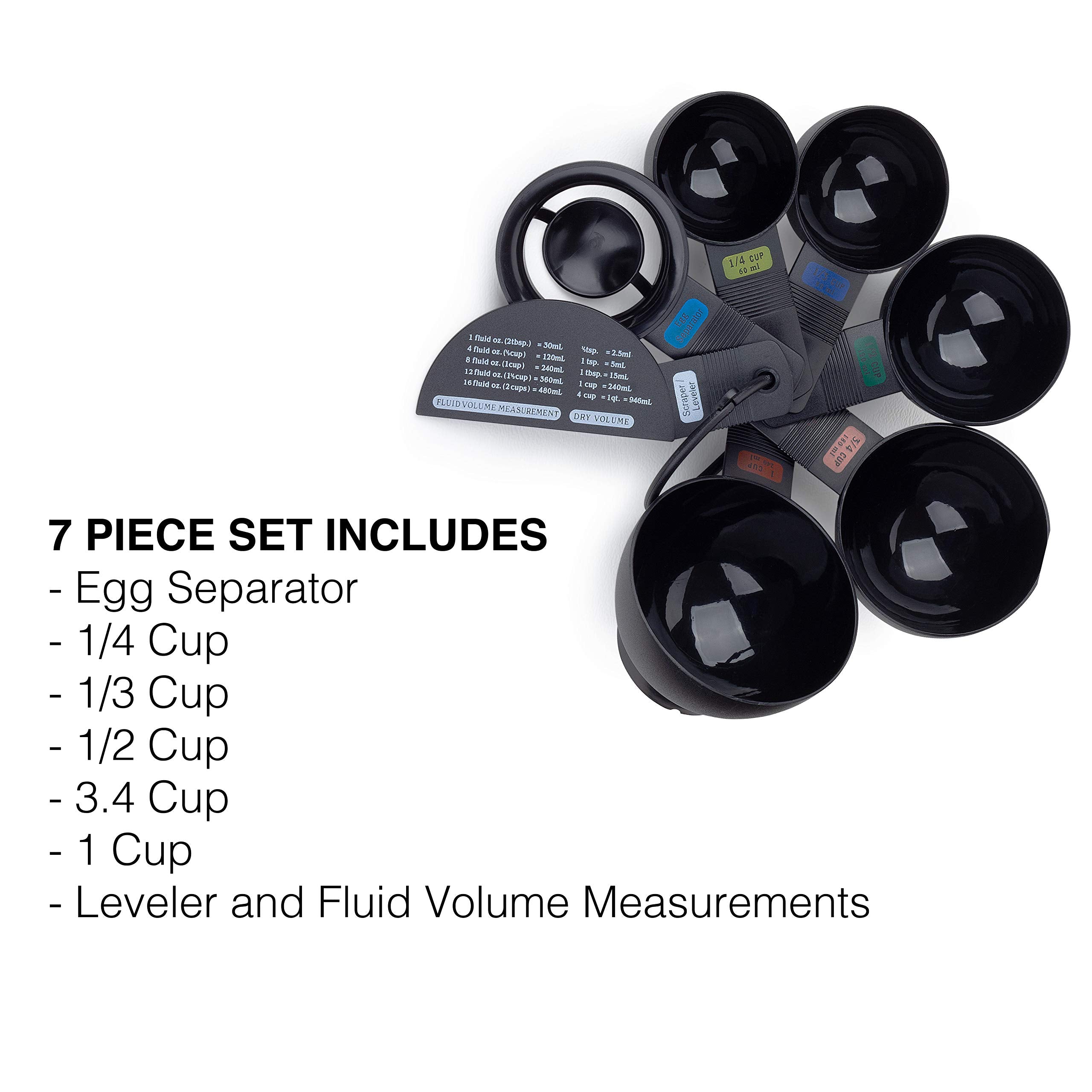Fox Run 4838 Measuring Cup Set With Egg Separator, Black, Medium