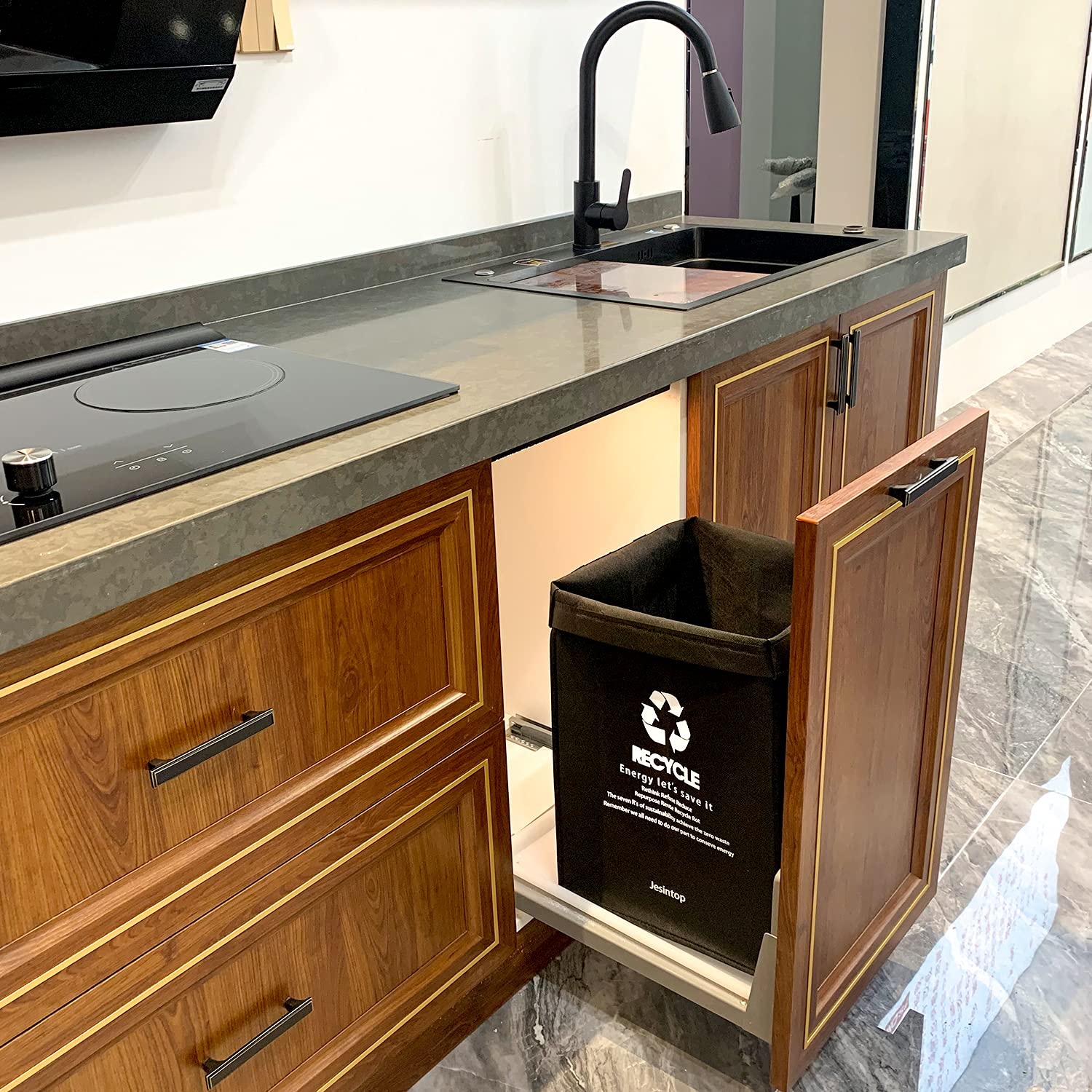 Jesintop Recycle Bins For Kitchen,Ultra-Large Capacity Recycle Waste Bin Bags For Kitchen Home Trash Sorting Bins Organizer Bask