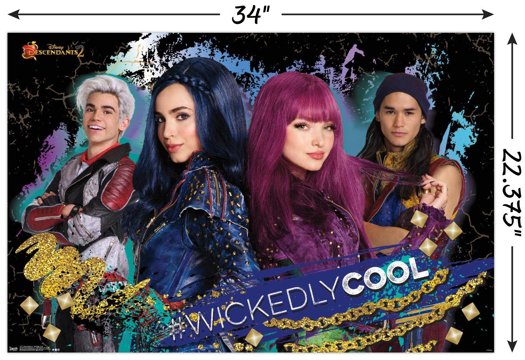 Trends International Disney Descendants 2 - Wickedly Cool Wall Poster, 22.375'' X 34'', Poster & Mount Bundle