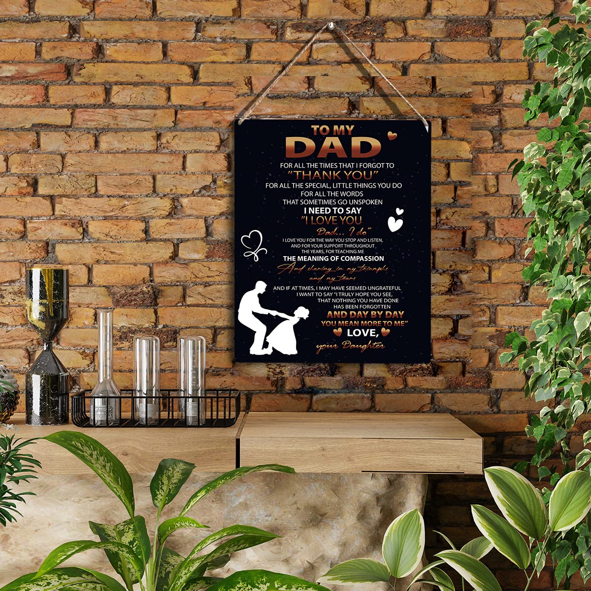 To My Dad Wooden Hanging Sign - Best Dad Gifts for Birthday, Anniversary & Fathers Day - Wall Art, Home Decor - 8 x 10 Inches