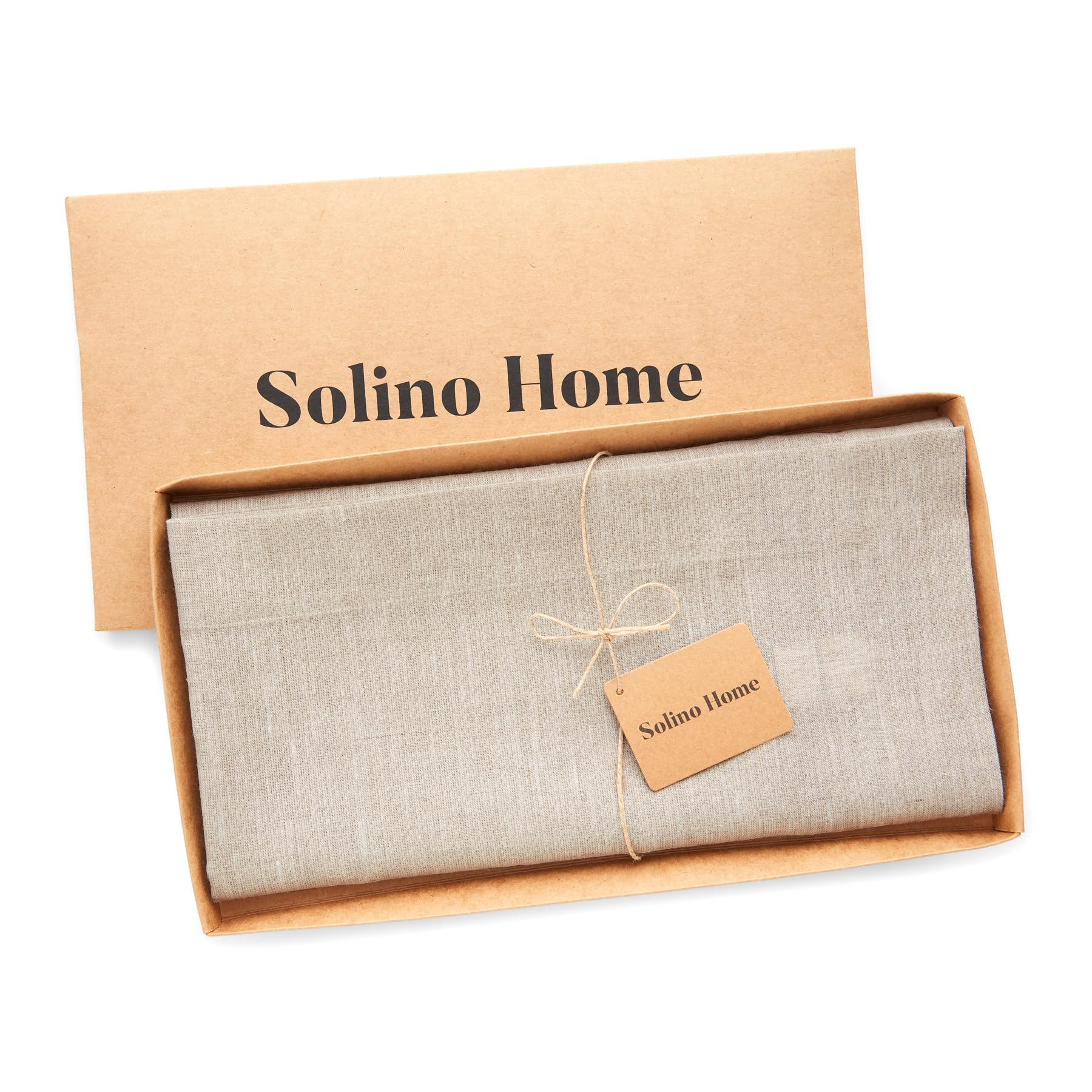 Solino Home Linen Tablecloth 52 X 52 Inch - Light Natural 100% Pure Linen Table Throw For Spring, Easter - Handcrafted And Machi