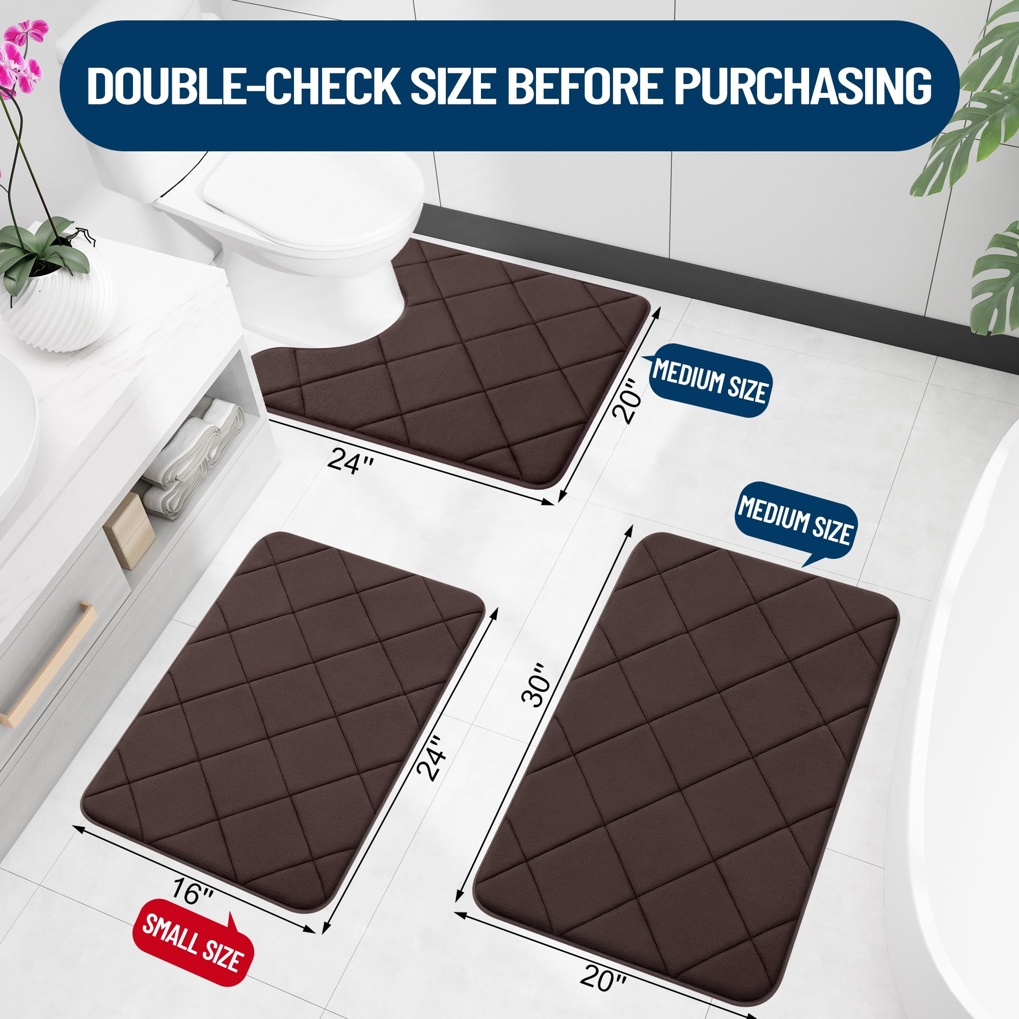 Olanly Memory Foam Bath Mat 47X24, Ultra Soft And Absorbent Bathroom Mat, Machine Washable Bathroom Rugs, Comfortable, Thick Bat