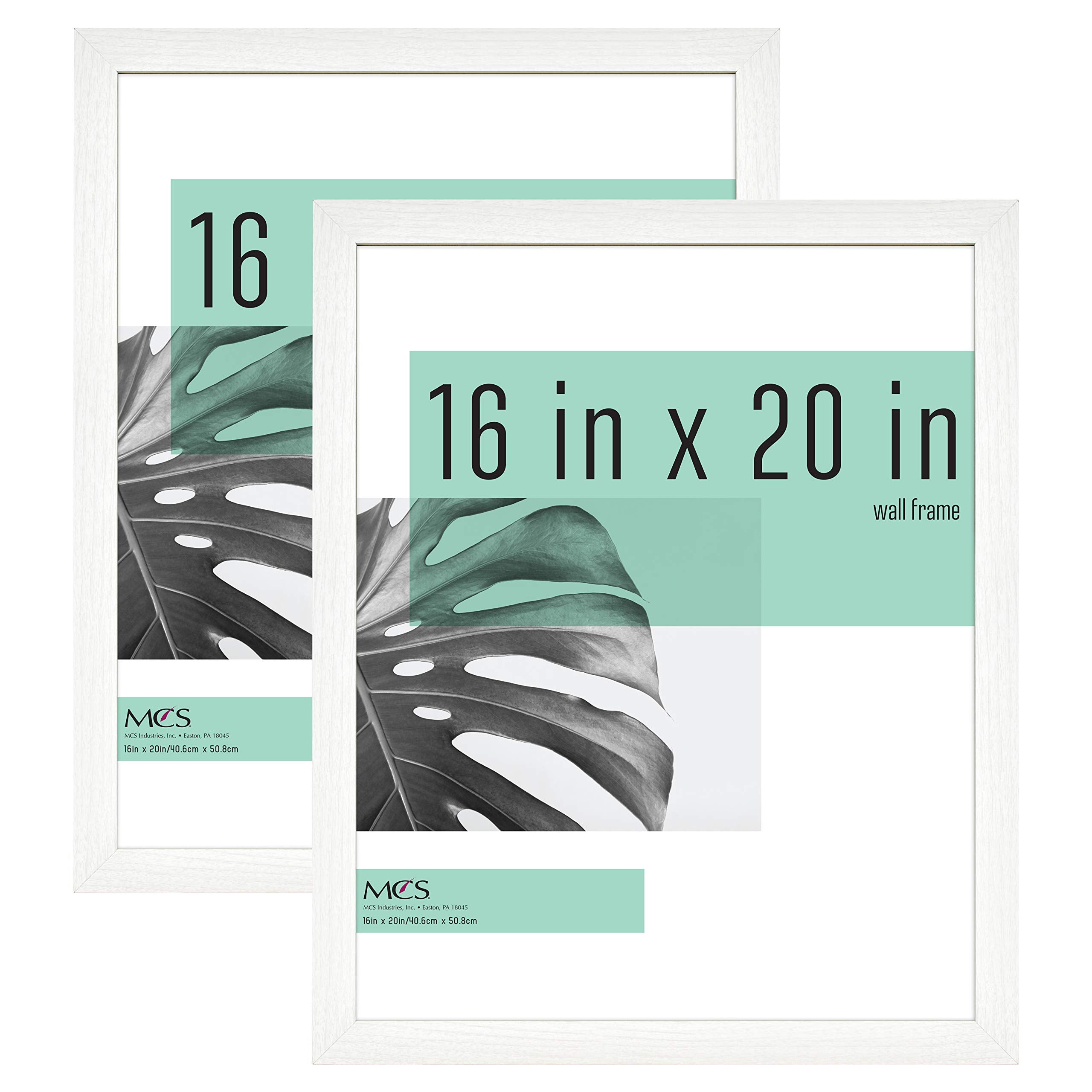 MCS Studio Gallery 16x20 Poster Frame White Woodgrain, Vertical & Horizontal Wall Hanging Large Picture Frame for Photos, Poster