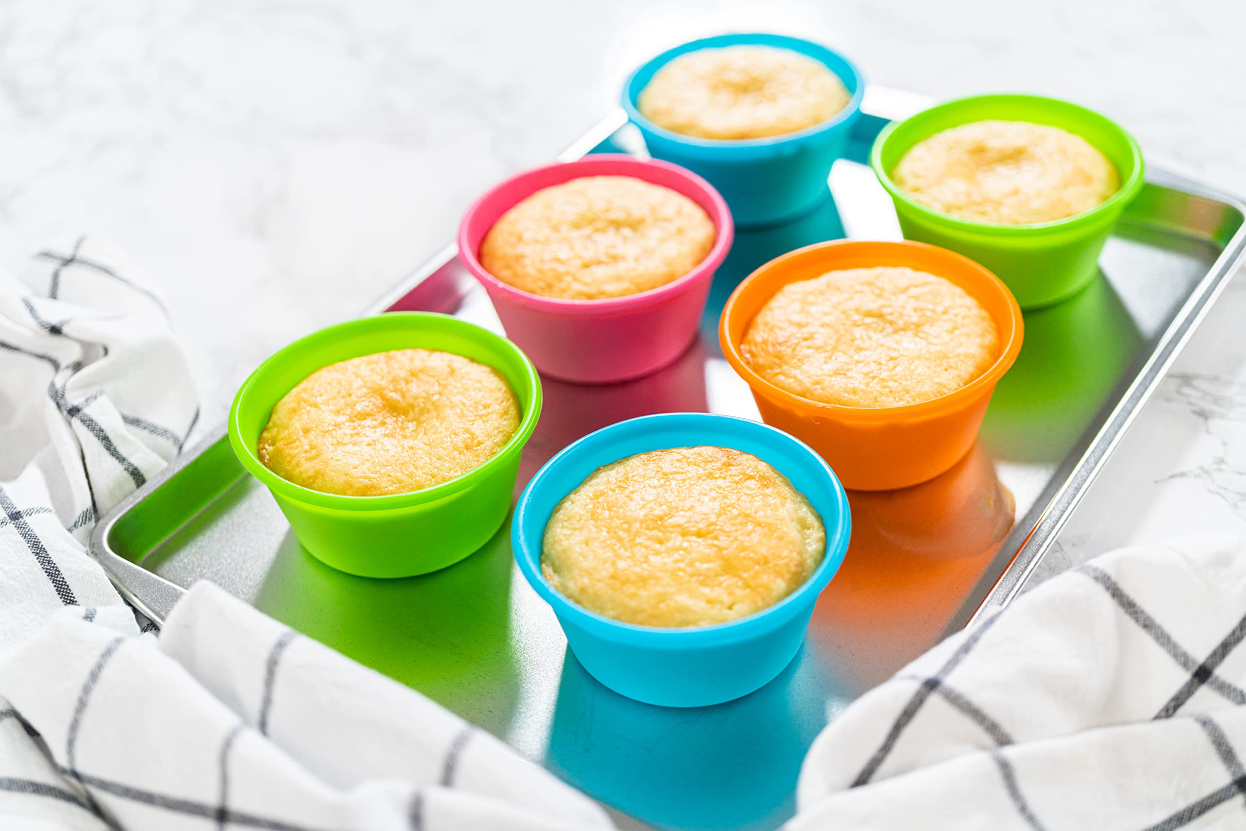 Bakerpan Silicone Jumbo Muffin Cups For Baking, Smooth Large Air Fryer Muffin Cups, 3 1/2 Inch Muffin Baking Cups, Jumbo Cupcake