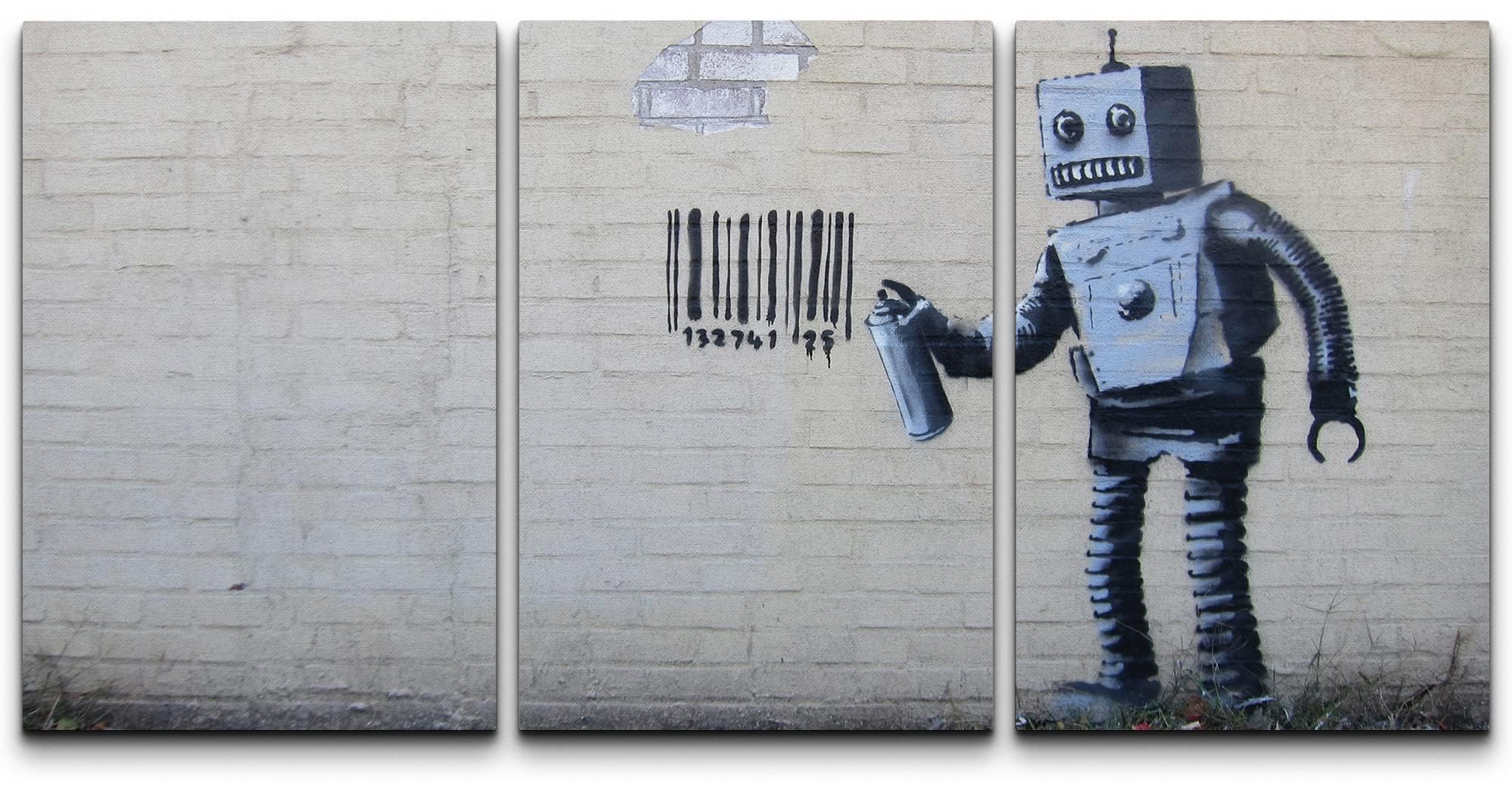 Wall26 - Banksy Street Art Robot - Canvas Art Wall Art - 24''X36''X3 Panels