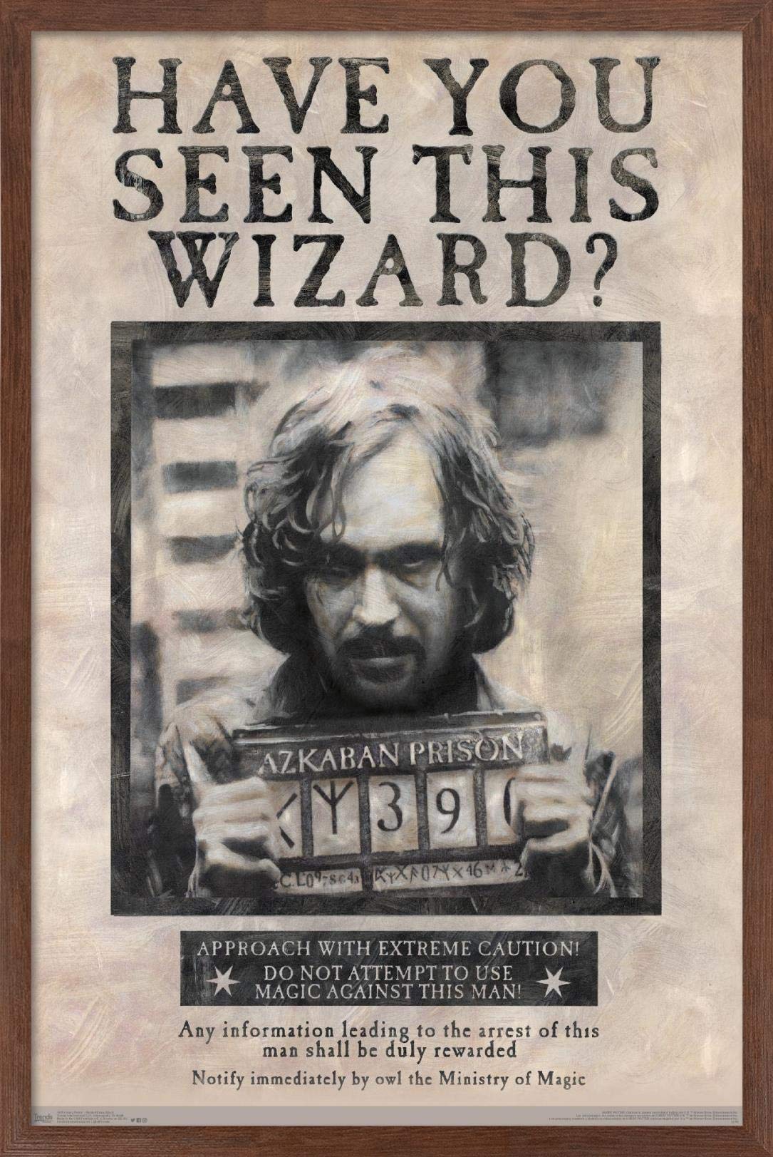 Trends International The Wizarding World: Harry Potter - Sirius Black Wanted Poster Wall Poster, 14.725'' X 22.375'', Mahogany F