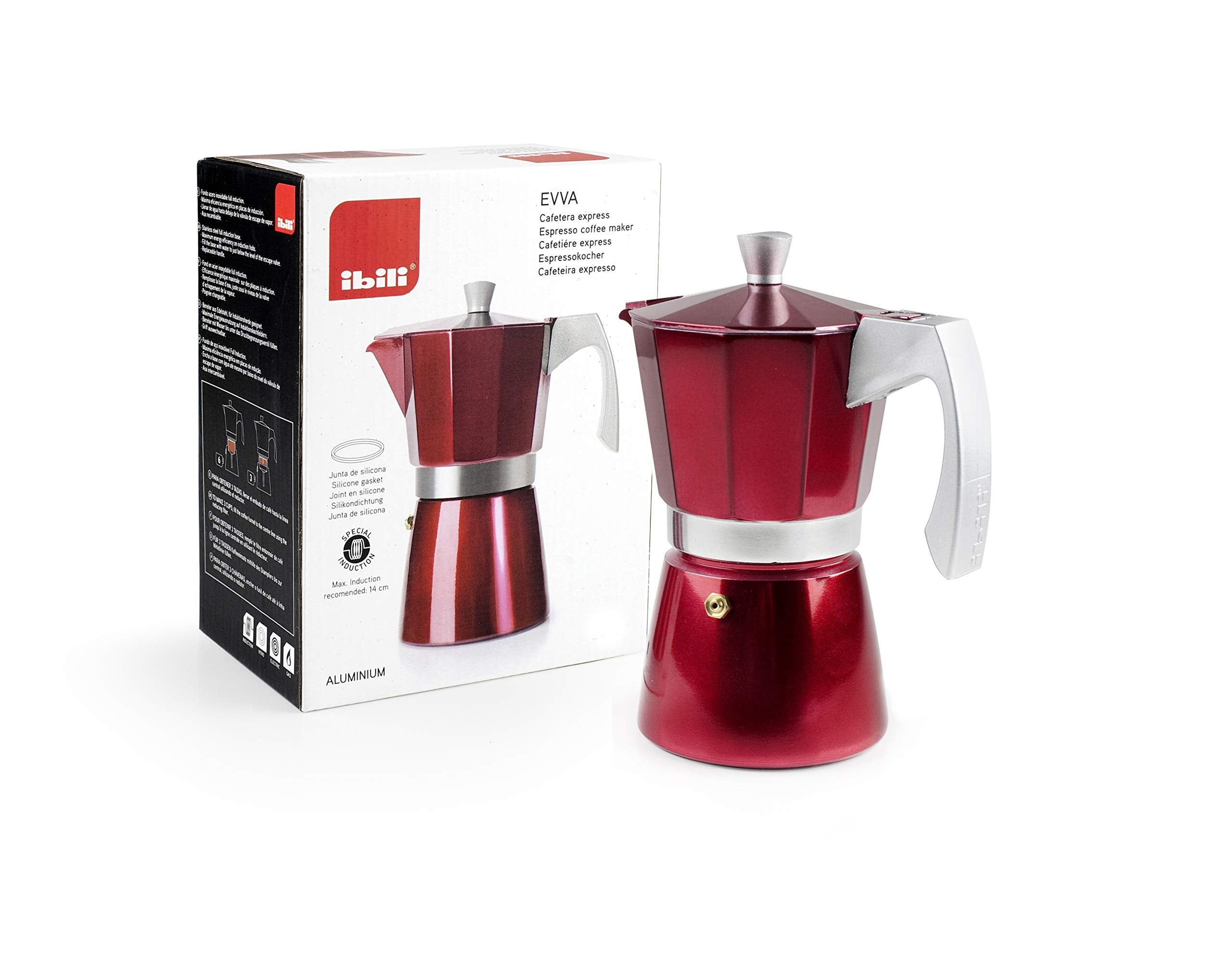 IBILI Espresso Coffee Maker Evva Red 12 Cups  Aluminium  30 x 30 x 30 cm
