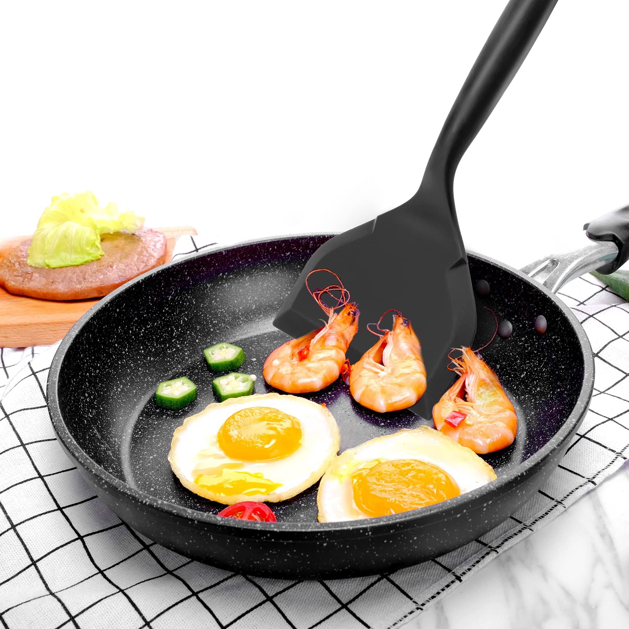 2 Pack Silicone Pancakes Spatula,Wide Pancakes Spatula Turner For Eggs Fish Pizza And Steak Shovel Omelette Spatulas For Nonstic