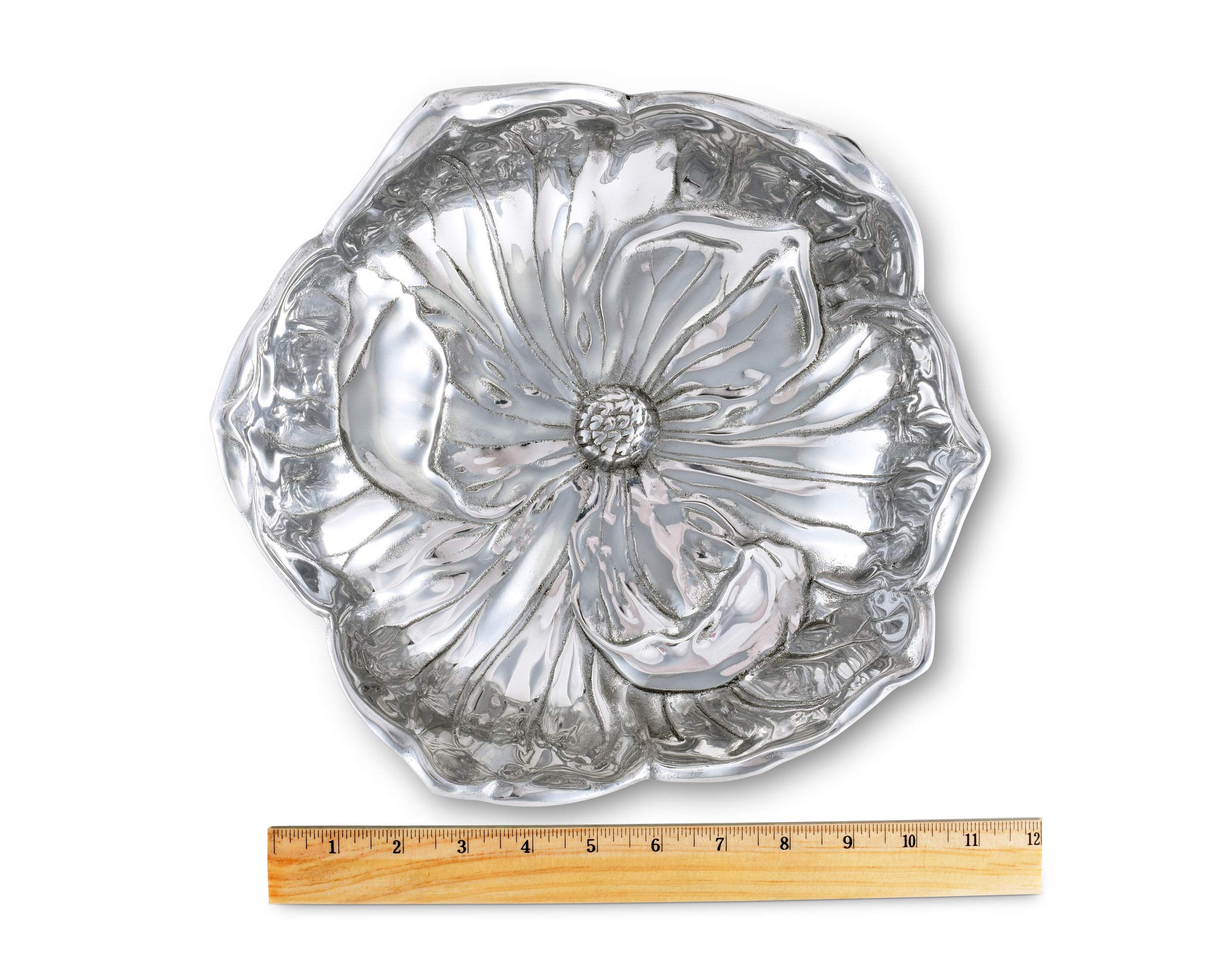 Arthur Court Aluminum Magnolia Bloom Bowl Salad Serving Designer 10 Inch Diameter X 3 Inch Tall