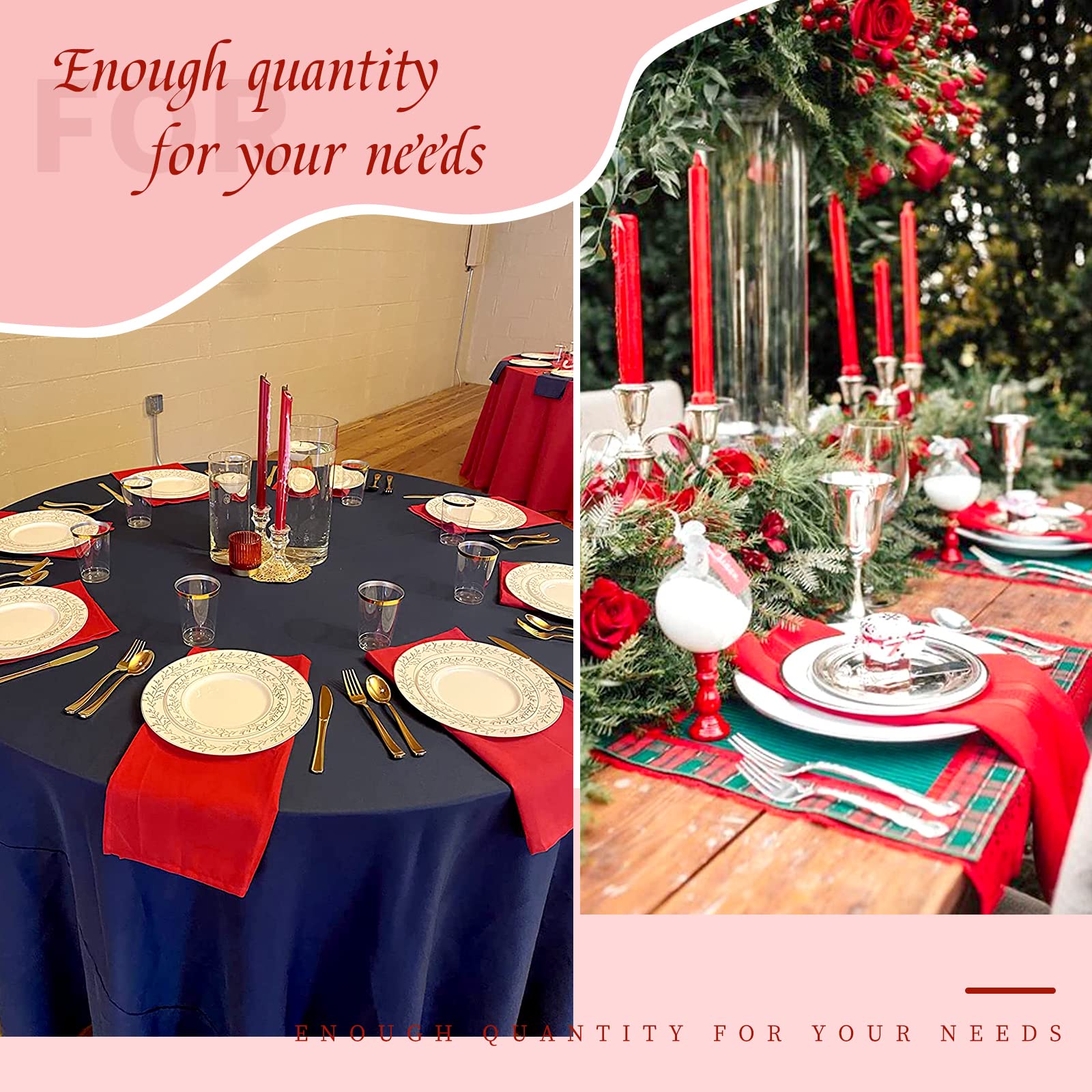 Red Satin Napkins 40 PCS Satin Napkins Cloth Square 20 x 20 Inches Soft Smooth Fabric Table Napkins Washable Dinner Satin Cloth Napkins for Wedding Party Holiday Dinner Decoration (Red)