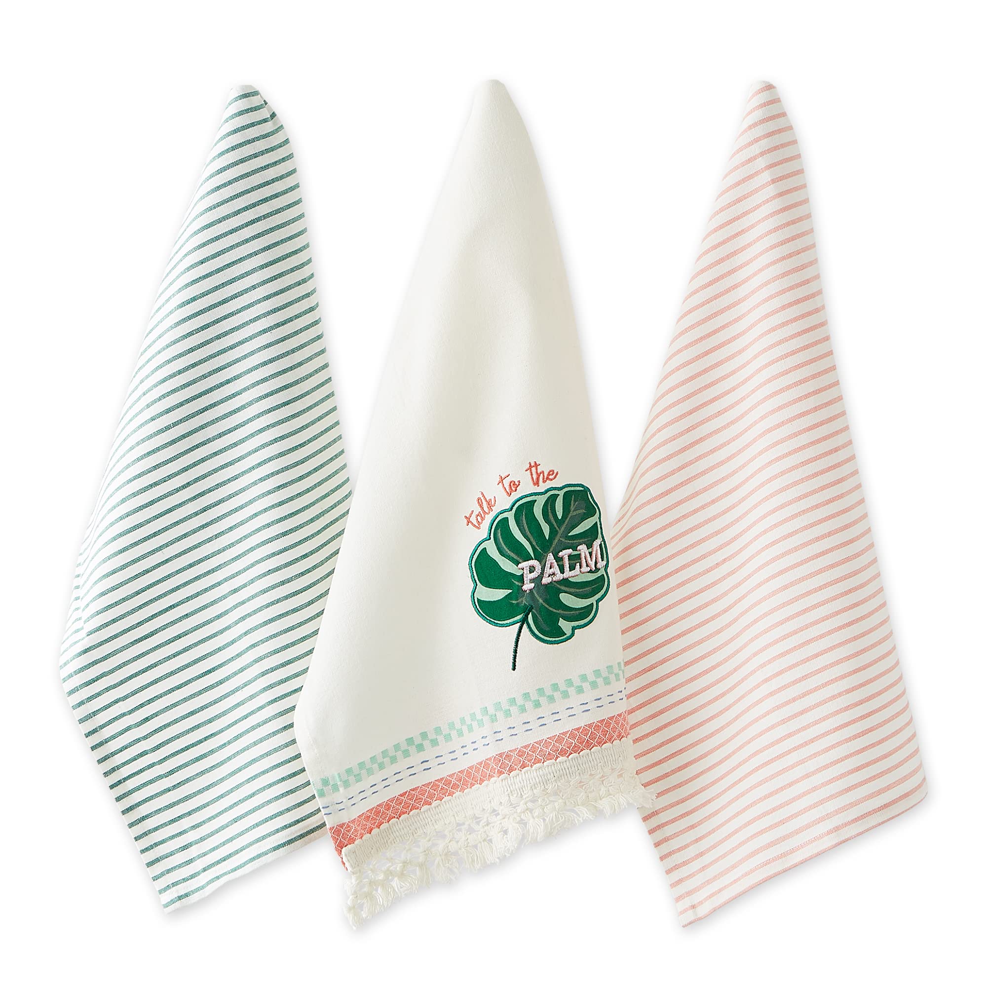 Dii Summer Basics Kitchen Collection Tropical Dishtowel Set, 18X28, Talk To The Palm