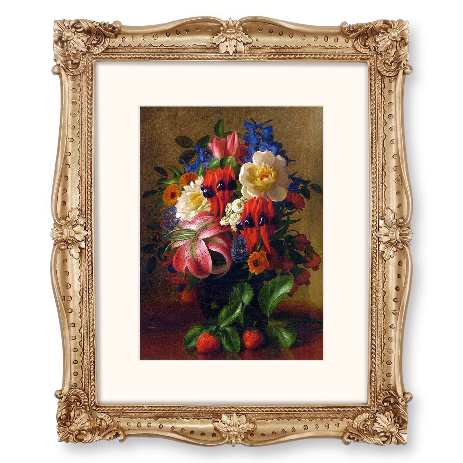 SIMONS SHOP Gold Picture Frames 8x10, Vintage 8x10 Picture Frame Matted to 5x7 Image, Victorian Photo Frames for Wall and Table