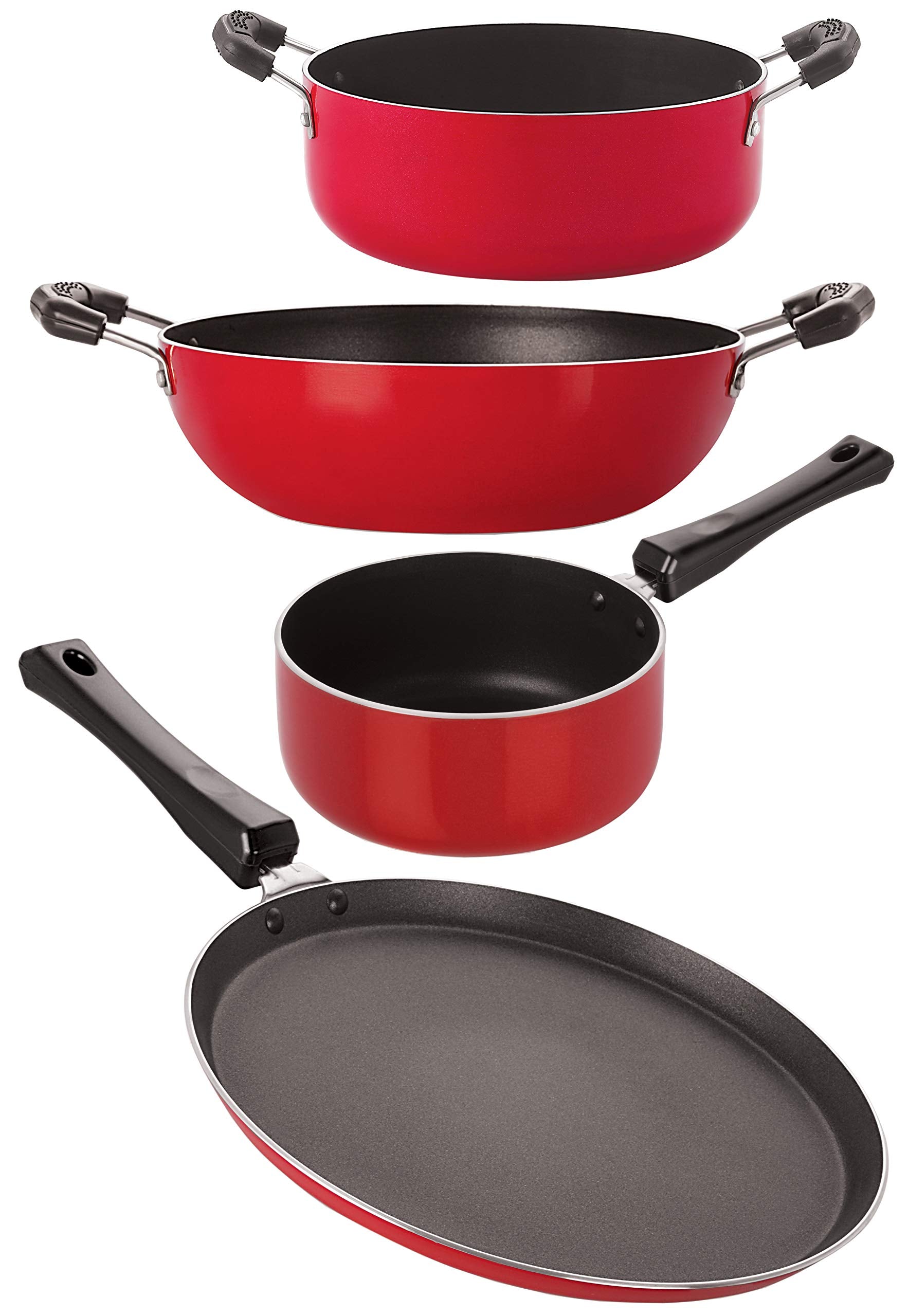 Nirlon Basics Gas Compatible NonStick Aluminium 4 Piece Cookware Set