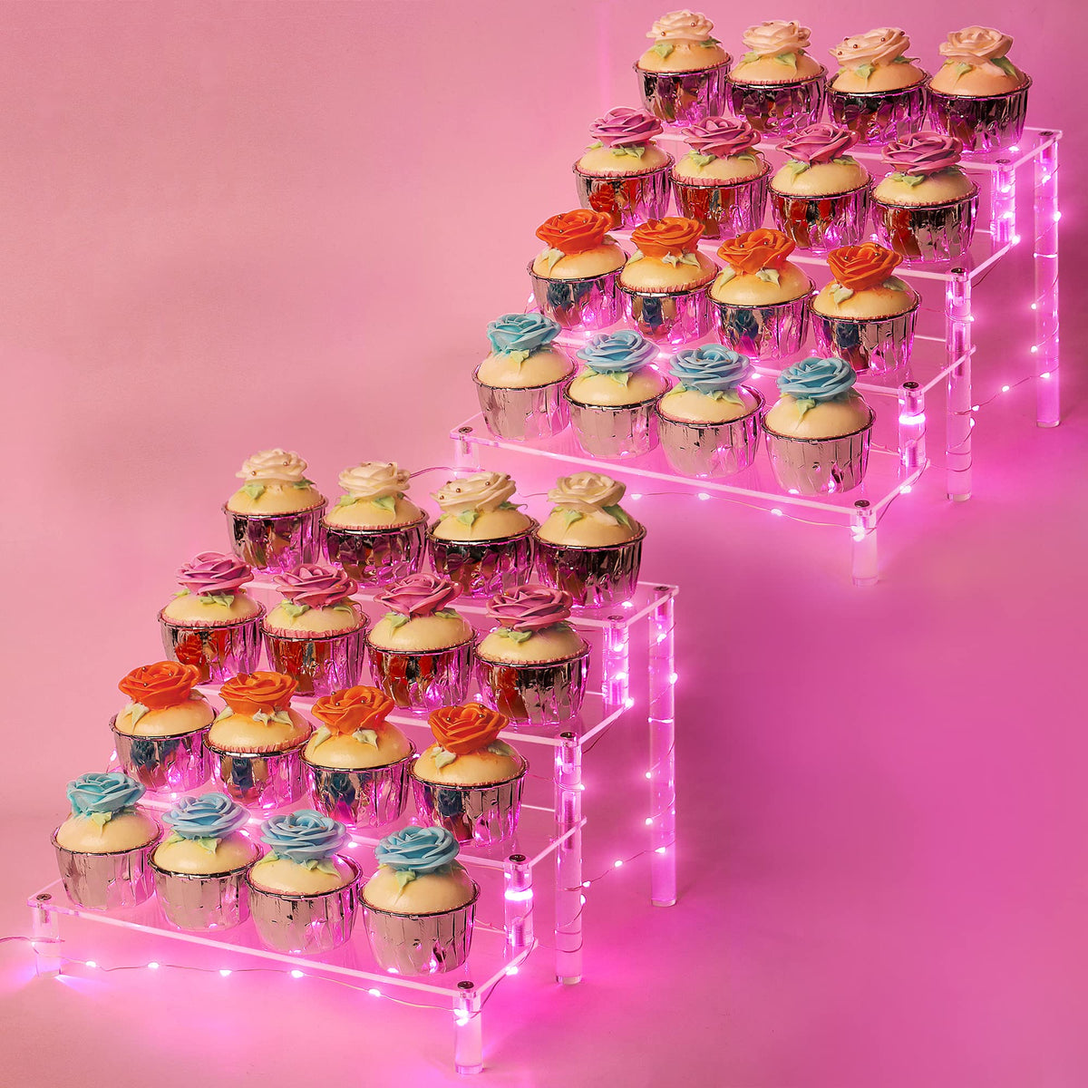 Yestbuy Display Shelf Cake Stand - 4 Tier Shelf Cake Pop Stand - Multifunctional And Durable Acrylic Stand - Mounting Hardware I