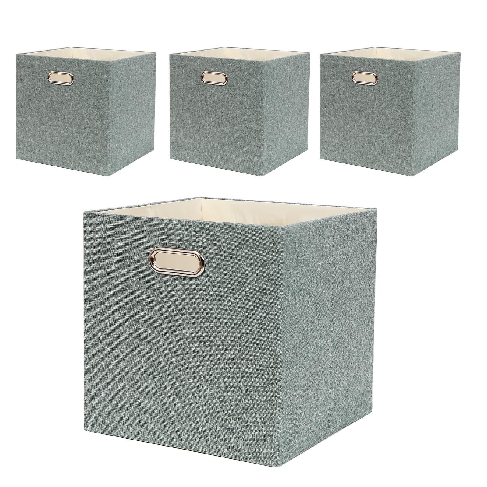 Fboxac Collapsible Organization Basket Fabric Foldable Box With Handles, 13X13 Cube Storage Bins Set Of 4, Thick And Heavy Duty