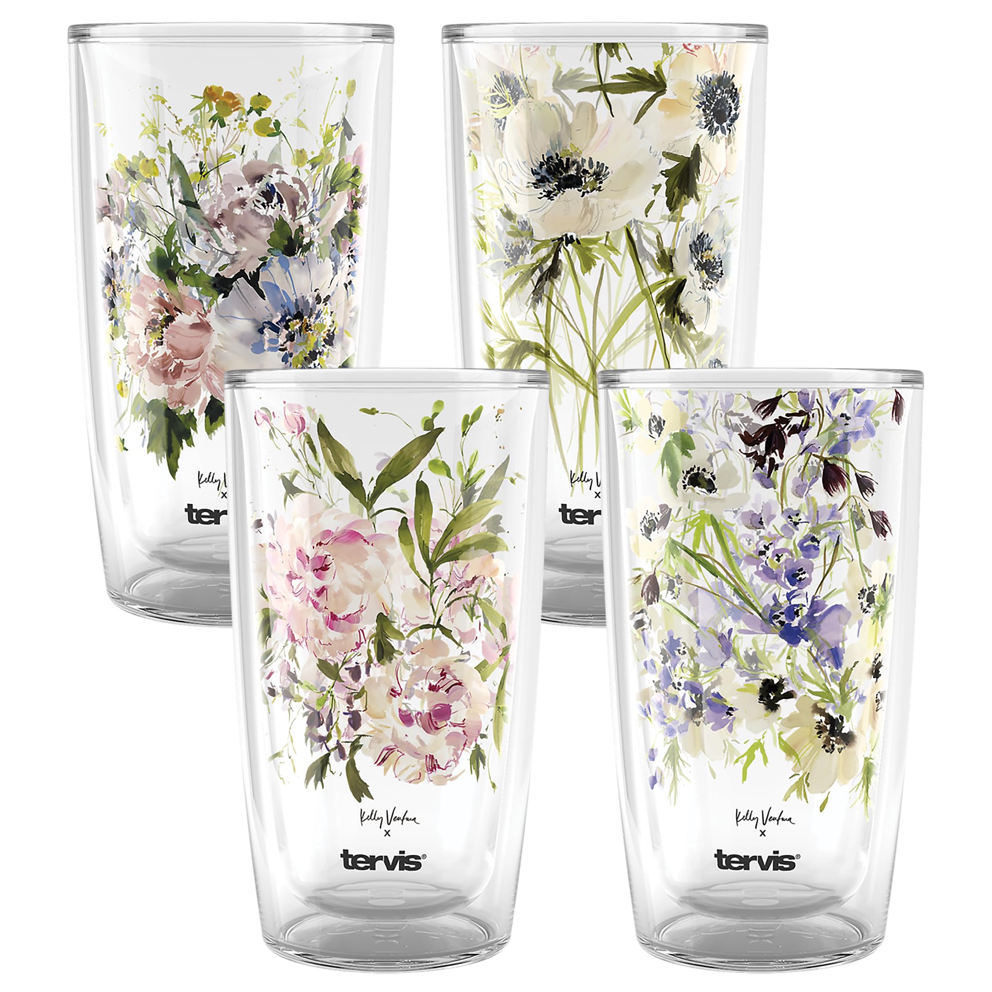 Tervis Kelly Ventura Floral Vista Collection Made in USA Double Walled Insulated Tumbler Travel Cup Keeps Drinks Cold & Hot, 16o