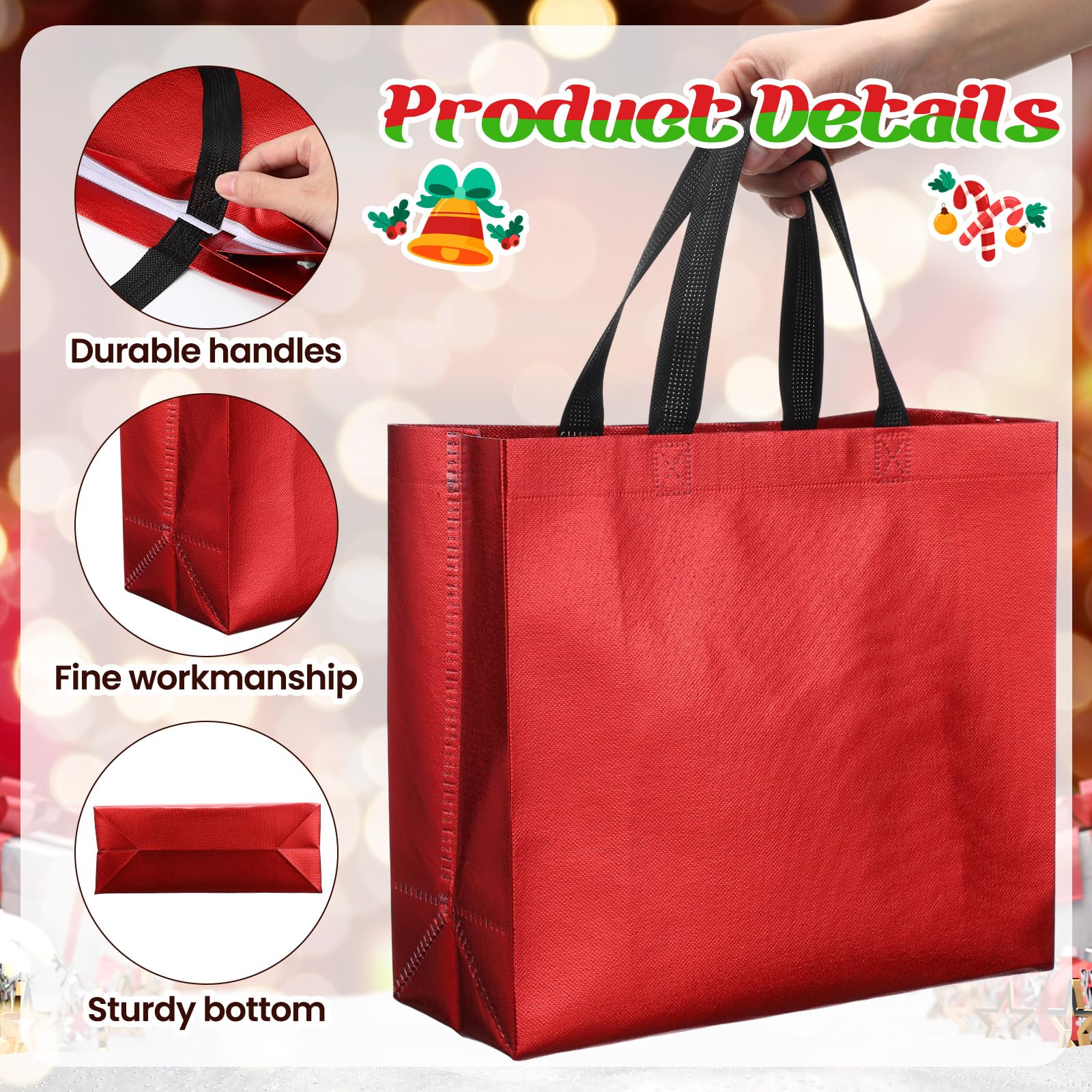 Eccliy 80 Pieces Gift Bags Set Glossy Reusable Tote with Handles Grocery Bags for Wedding, Halloween, Thanksgiving, Christmas(La
