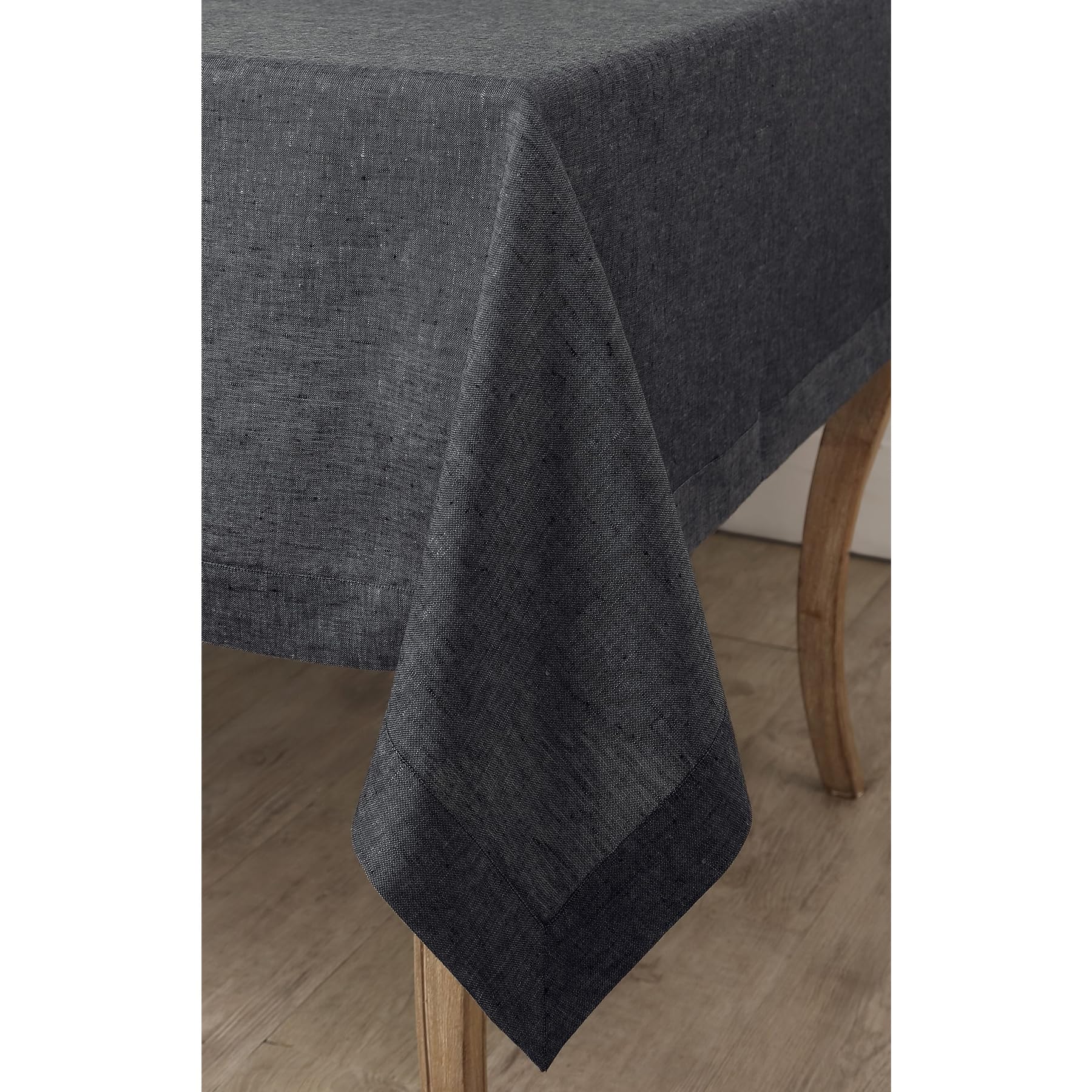 Solino Home Linen Tablecloth 60 X 108 Inch - 100% Pure Linen Charcoal Grey Tablecloth - Machine Washable Rectangle Tablecloth Fo