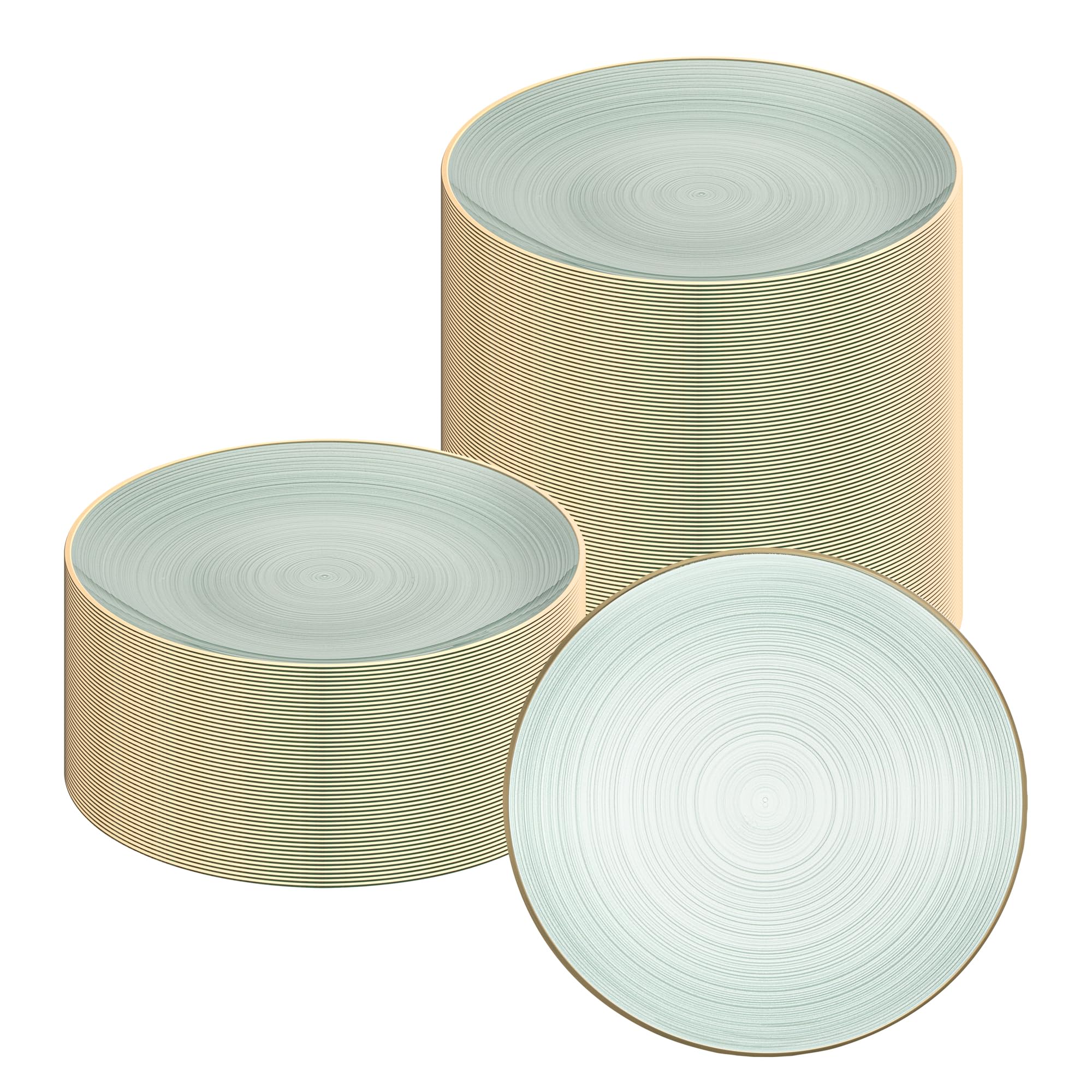 Restaurantware Plastic Plates 20 Pack of 10.1 Inch Plastic Party Plates Gold-Rim Design Round Elegant Table Setting Dinnerware