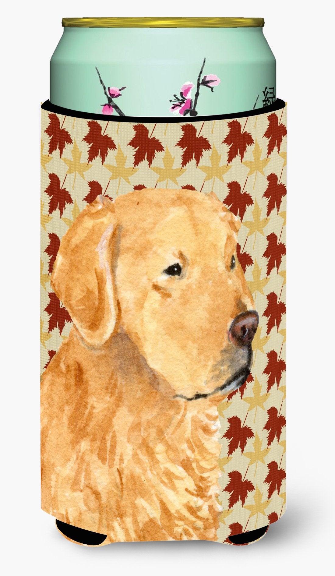Golden Retriever Fall Leaves Portrait  Tall Boy Beverage Insulator Beverage Insulator Hugger