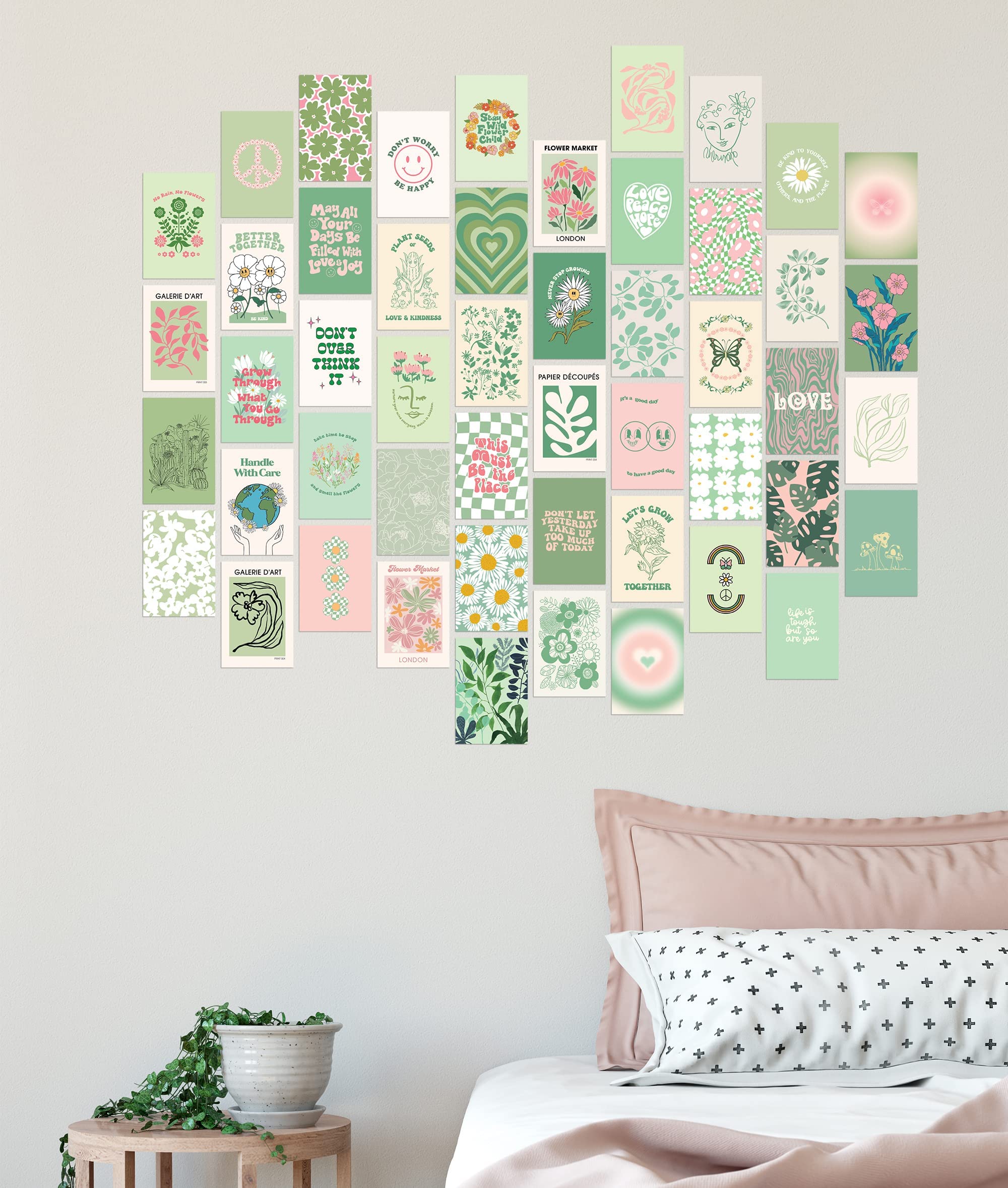 Sage Green Room Decor Aesthetic 70pcs  Green Wall Collage Kit Aesthetic Pictures for Teen Girls  Preppy Posters for Girls Room  Danish Pastel Aesthetic Wall Decor  Pastel Bedroom Decor