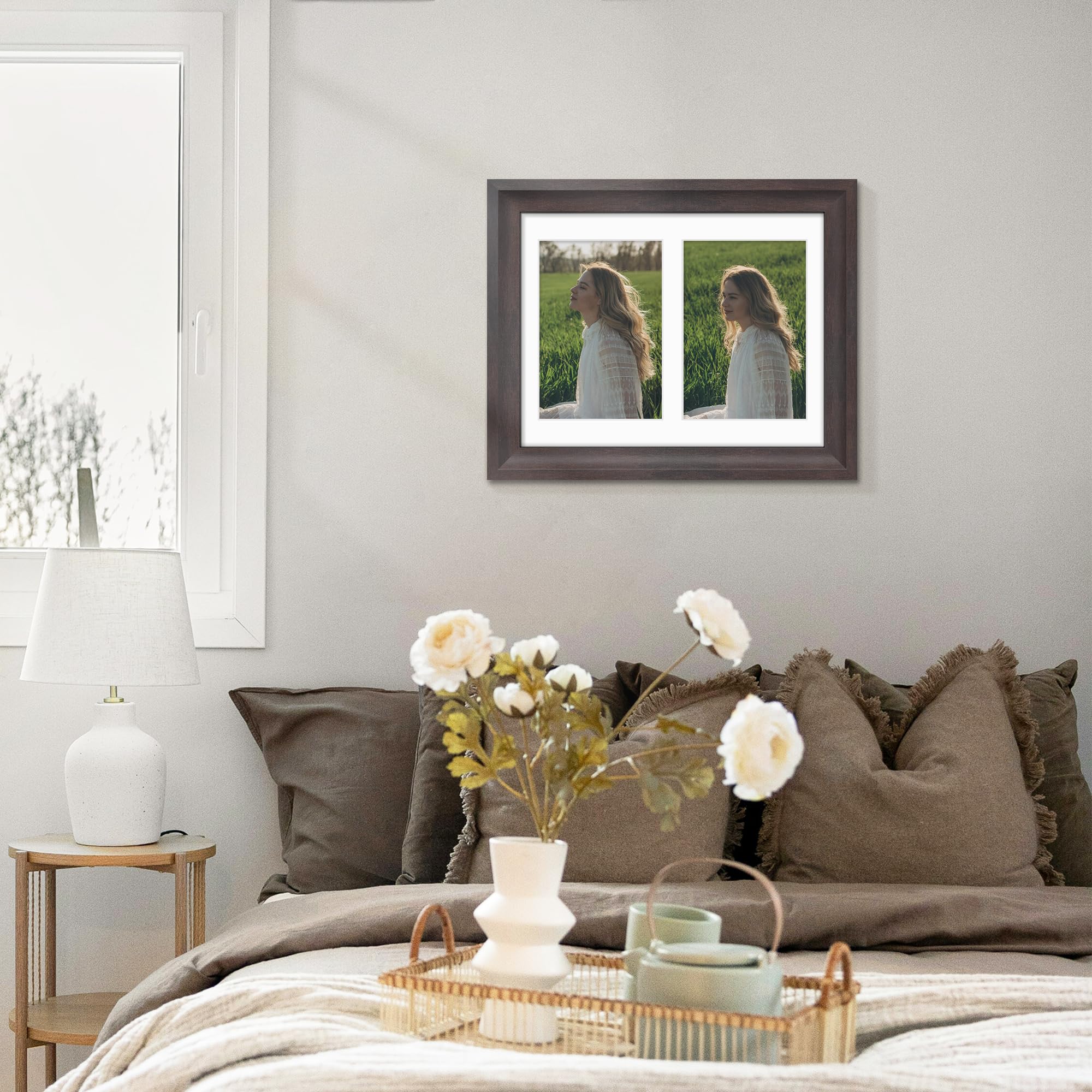 DUENPY 8.5x11 Picture Frame 5x7 Collage Picture Frame Displays Double 5x7 inch Photos or 8.5x11 Certificate (Without Mat) Wall D