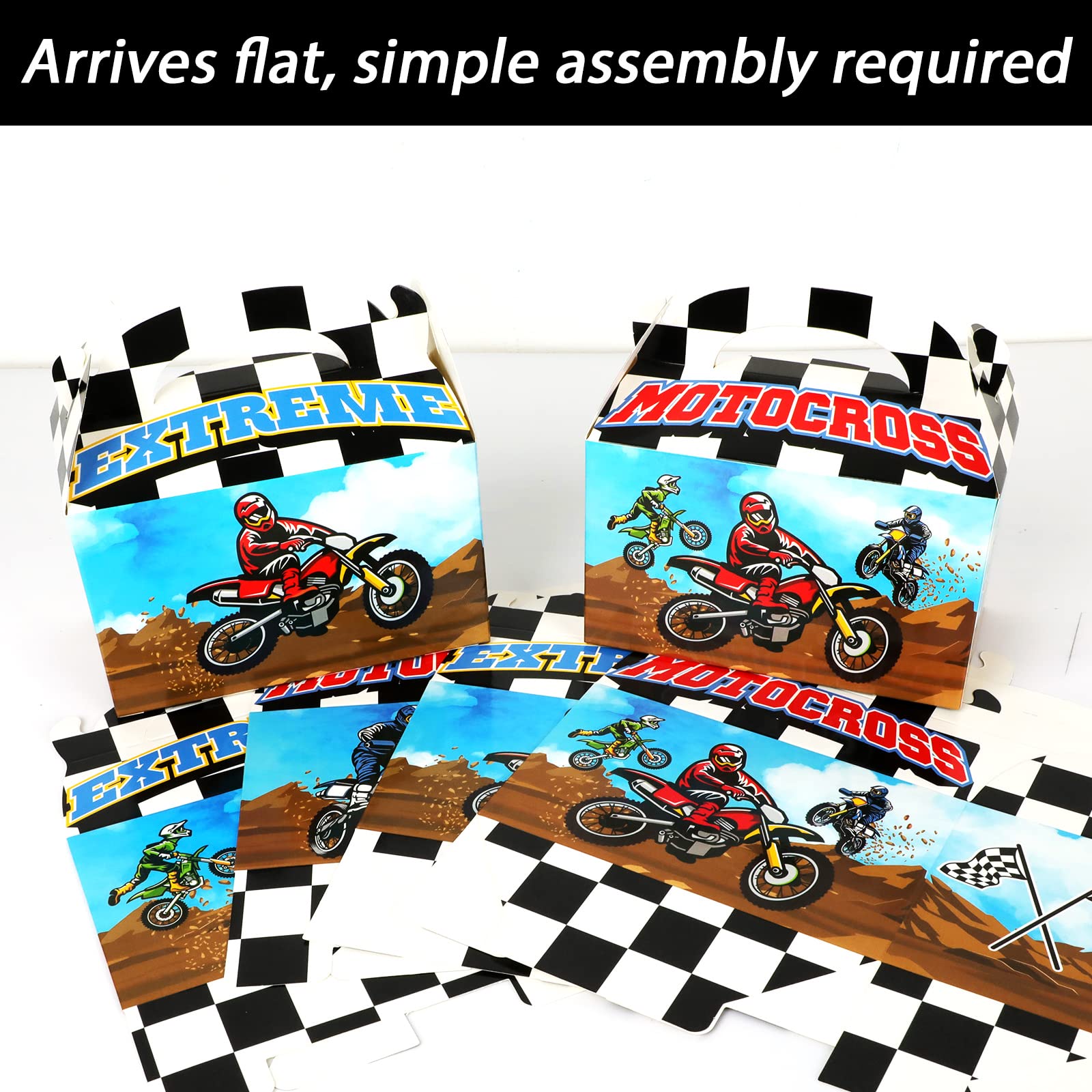 Gisgfim 12 Pcs Dirt Bike Party Gift Treat Box, Motocross Candy Goodie Favor Box For Dirt Bike Theme Birthday Baby Shower Party S