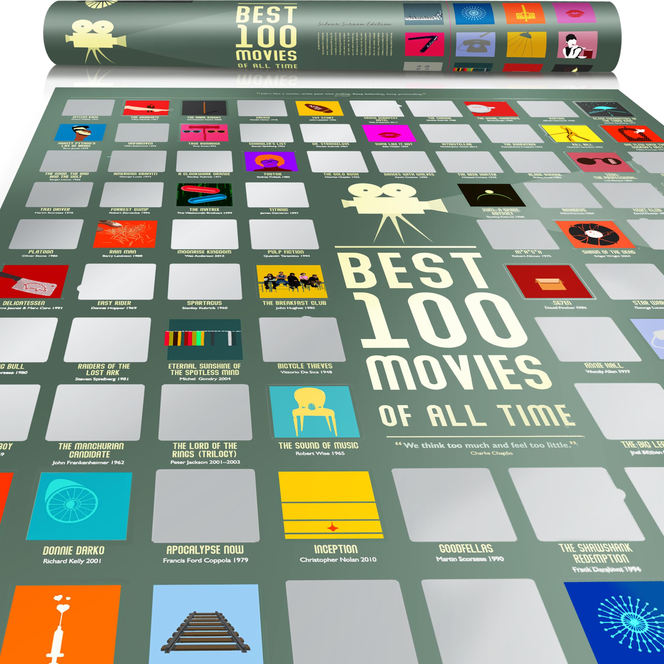 Travel Revealer 100 Movie Scratch Off Poster 2024 Selected Imdb Top 100 Movies Scratch Off Poster 17''X24'' Best Films Of All Ti
