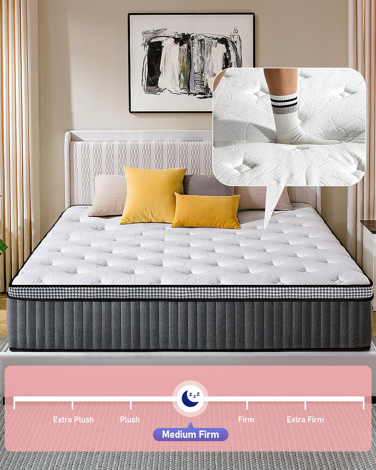 Legacyamerhome Full Size Mattress, 10 Inch Hybrid Full Mattresses In A Box, With Gel Memory Foam, Pocket Springs For Motion Isol